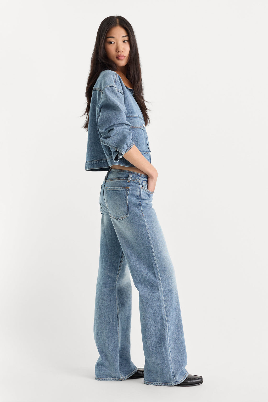 Premium GHOST WAIST LOW LOOSE JEANS AMBER