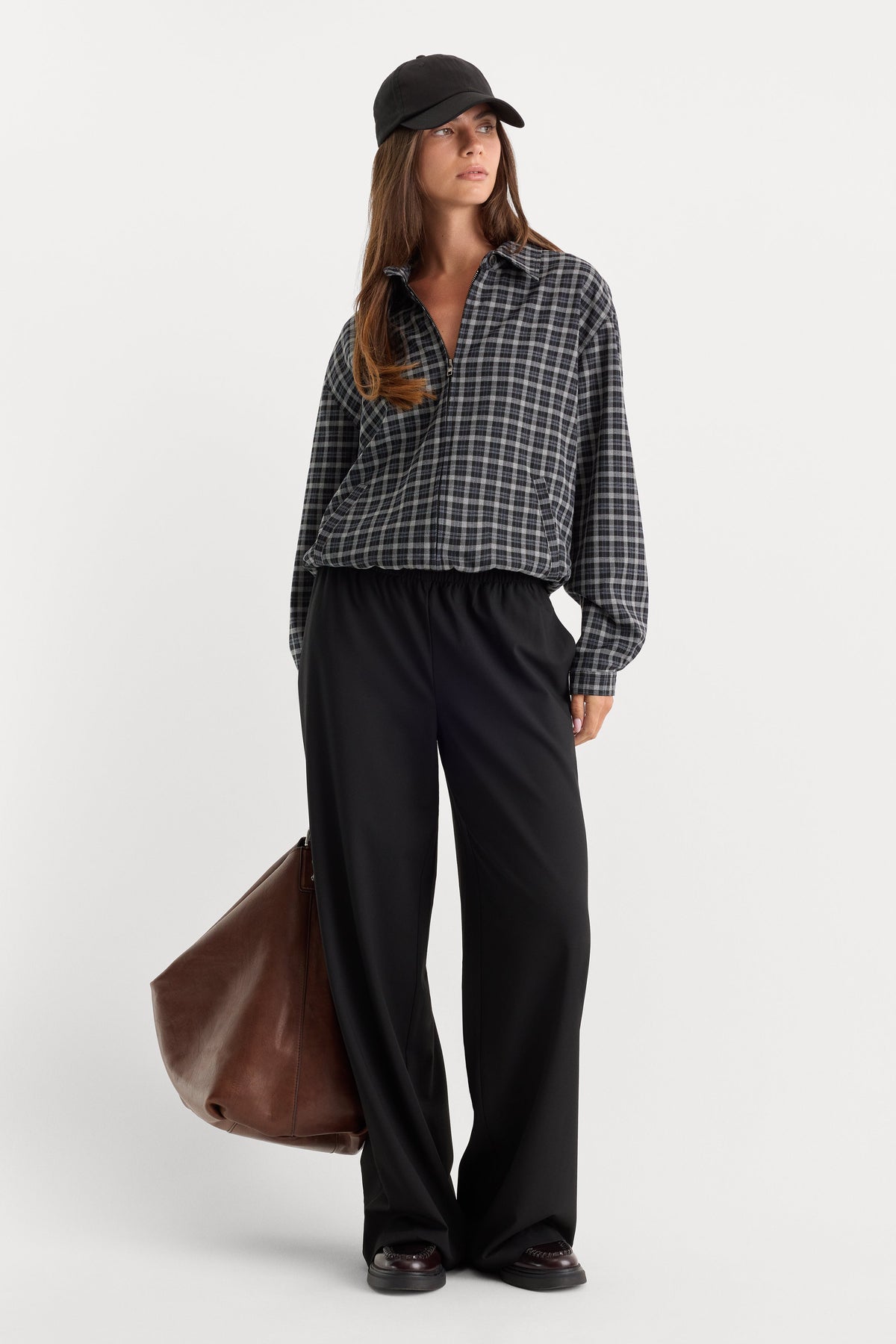 Premium THE LIGHTWEIGHT BOMBER JACKET CHARCOAL PLAID