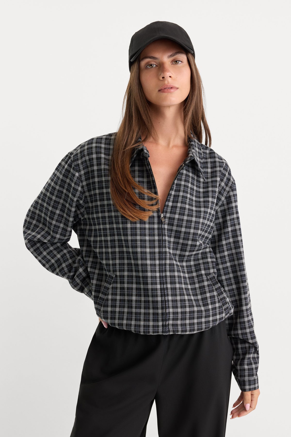 Premium THE LIGHTWEIGHT BOMBER JACKET CHARCOAL PLAID