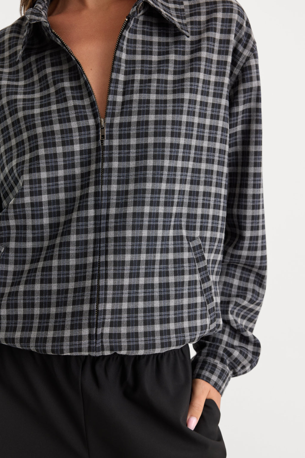 Premium THE LIGHTWEIGHT BOMBER JACKET CHARCOAL PLAID