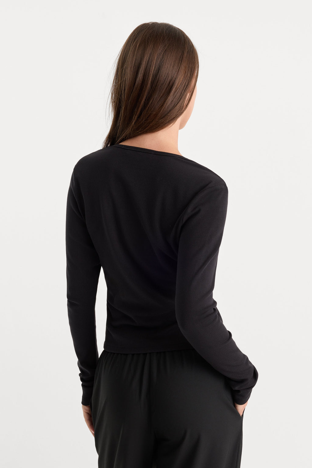 Premium THE RIB V NECK CARDIGAN BLACK