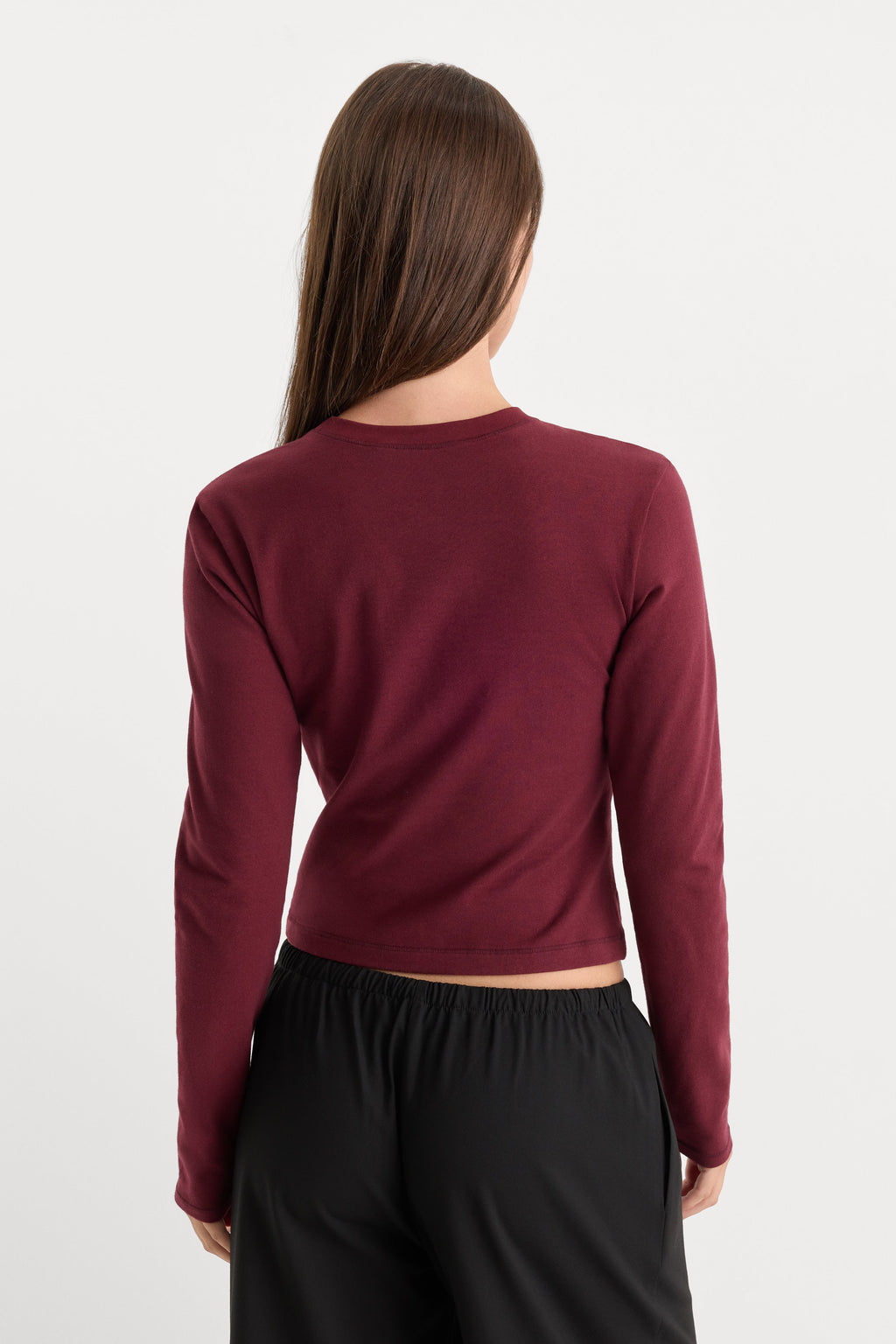 Premium THE LONG SLEEVE BABY TEE BERRY NOIR