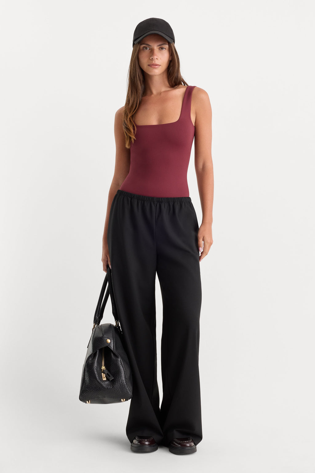 Premium THE SCULPTING MODERN TANK BODYSUIT BERRY NOIR
