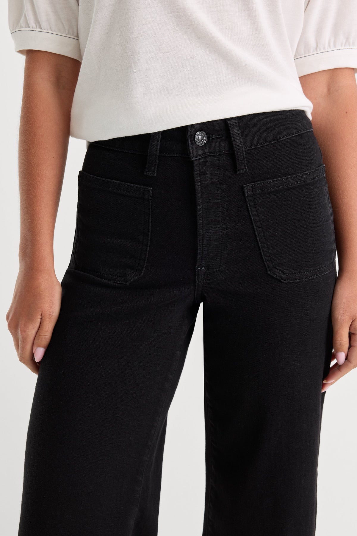 Premium PATCH POCKET GOOD WAIST PALAZZO JEANS BLACK001