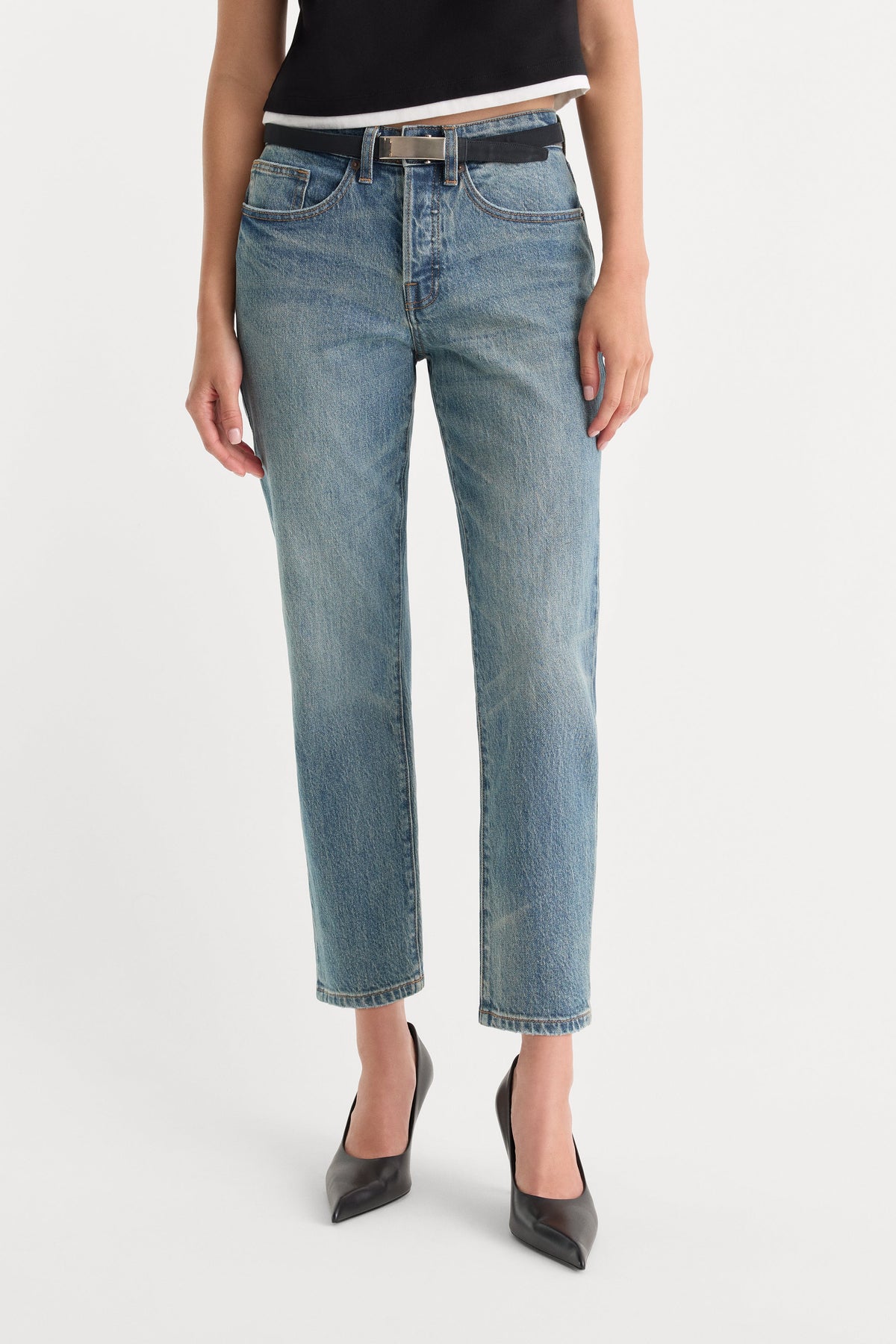 Premium VINTAGE STRAIGHT ANKLE JEANS OAK