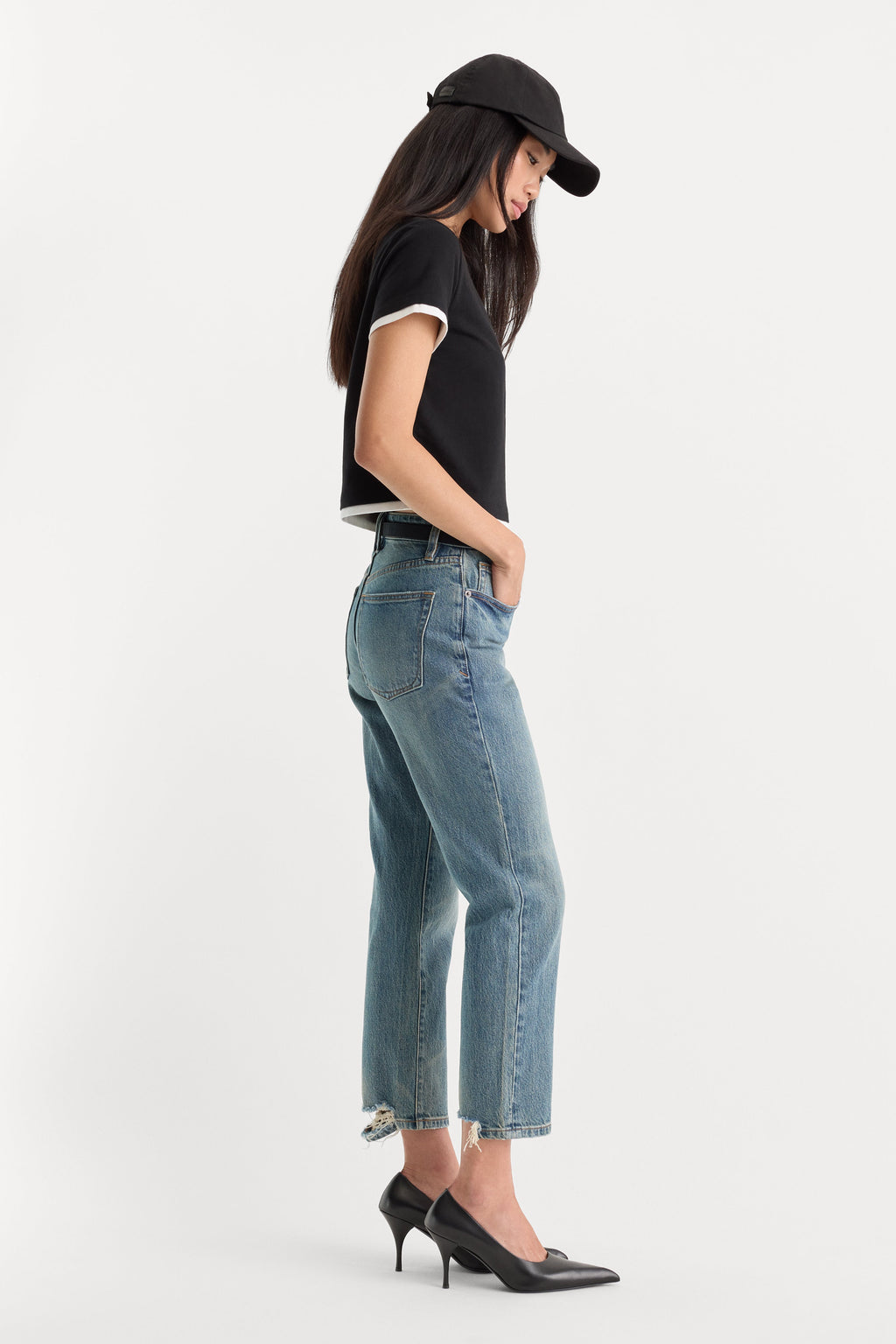 Premium VINTAGE STRAIGHT ANKLE JEANS OAK