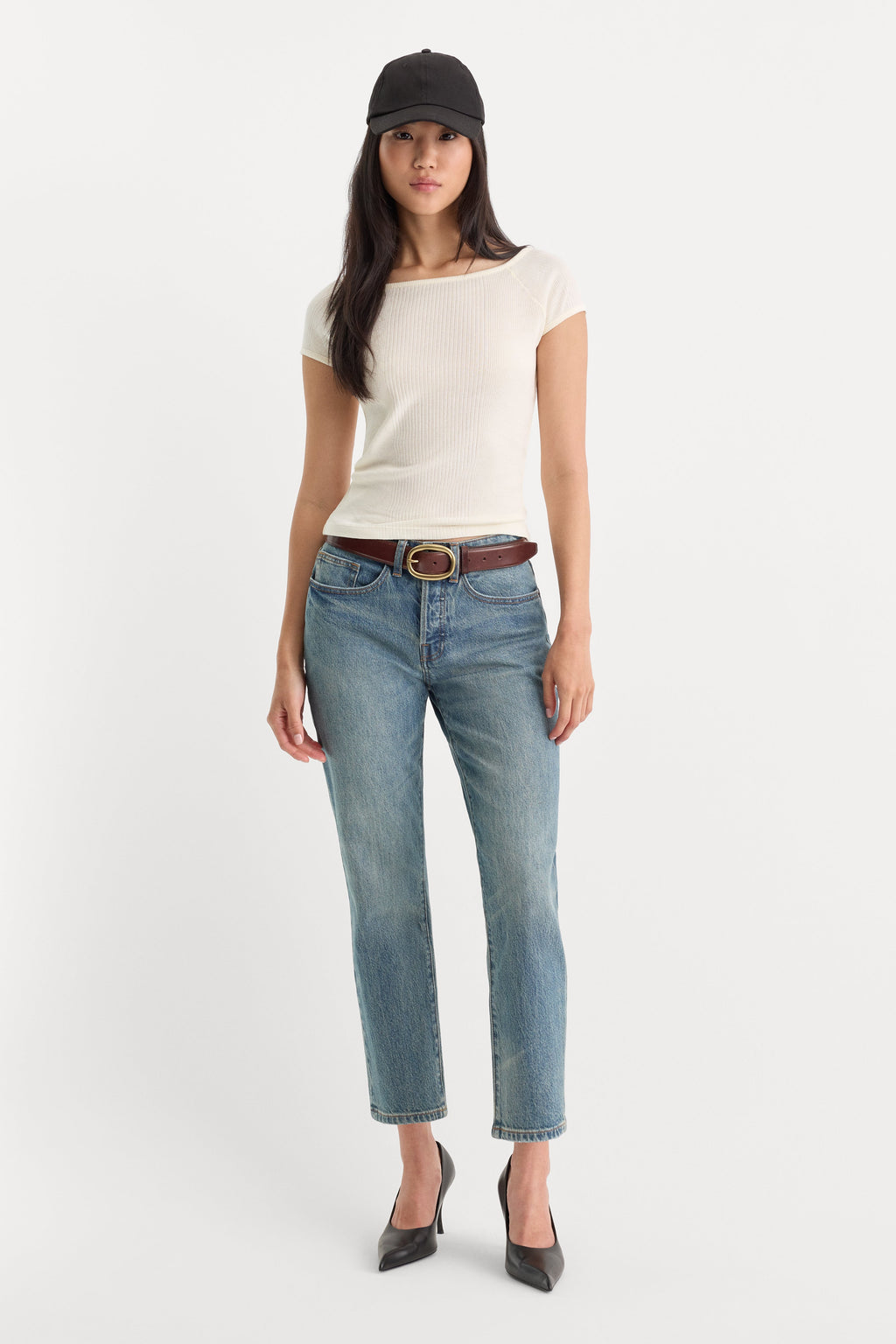 Premium THE VARIEGATED RIB TOP CHALK