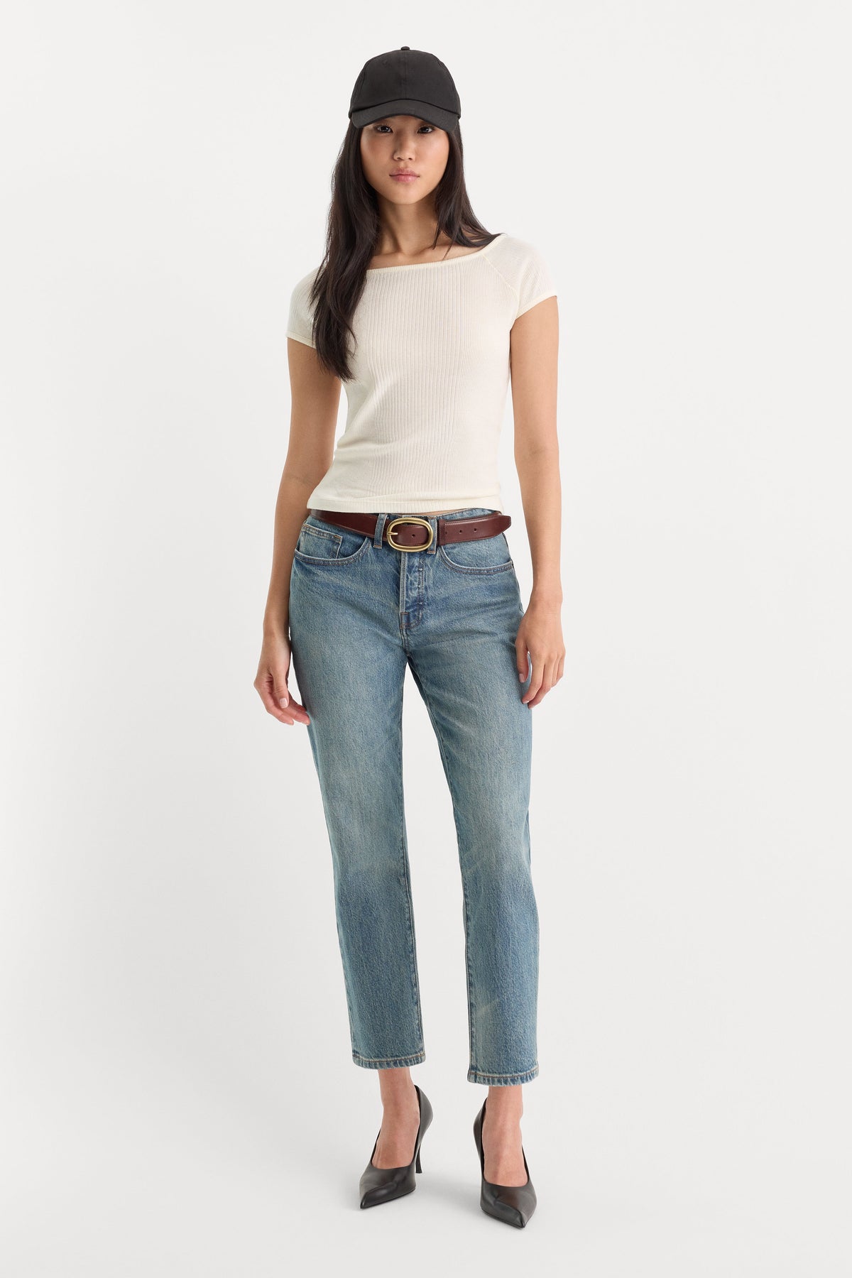 Premium THE VARIEGATED RIB TOP CHALK