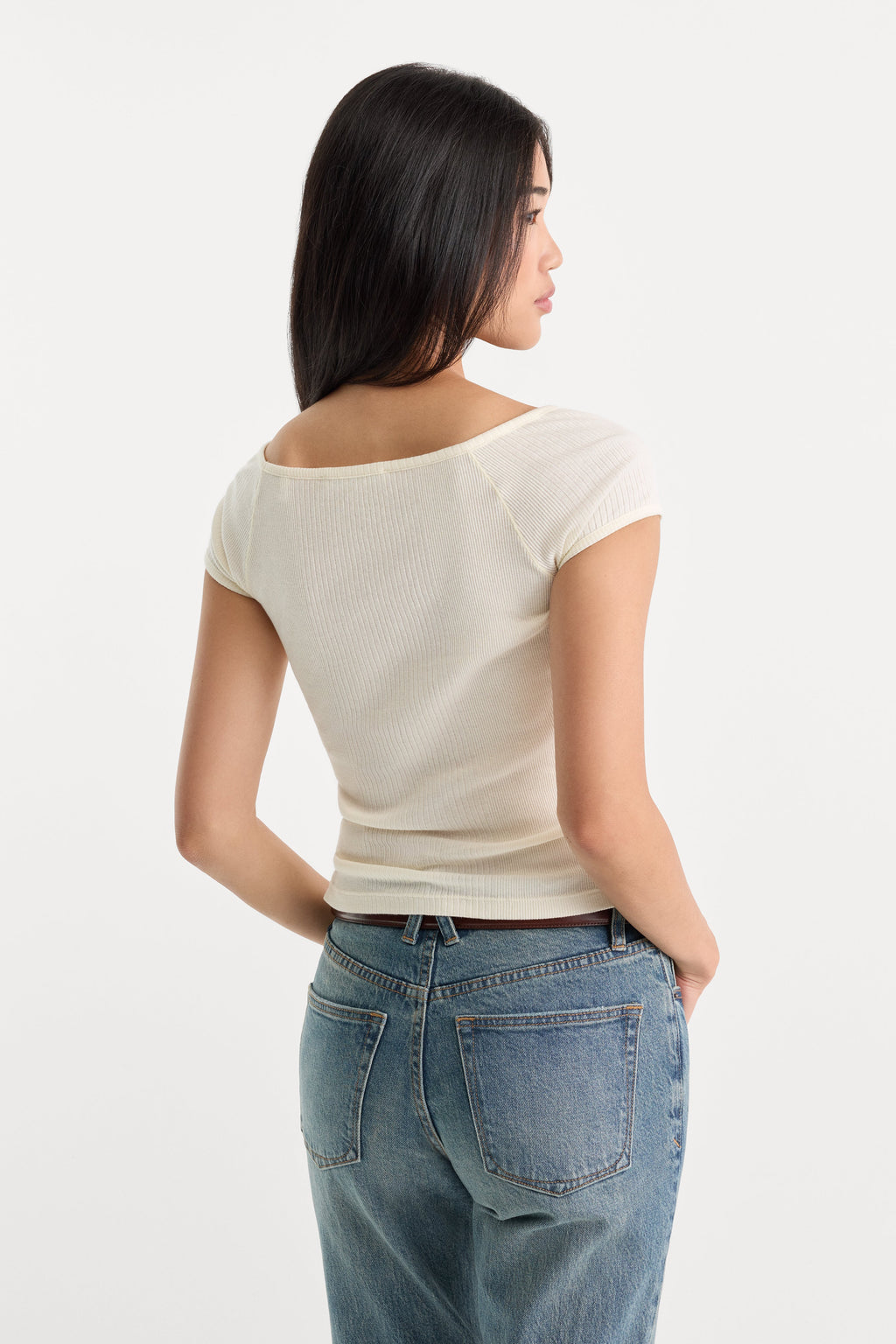 Premium THE VARIEGATED RIB TOP CHALK