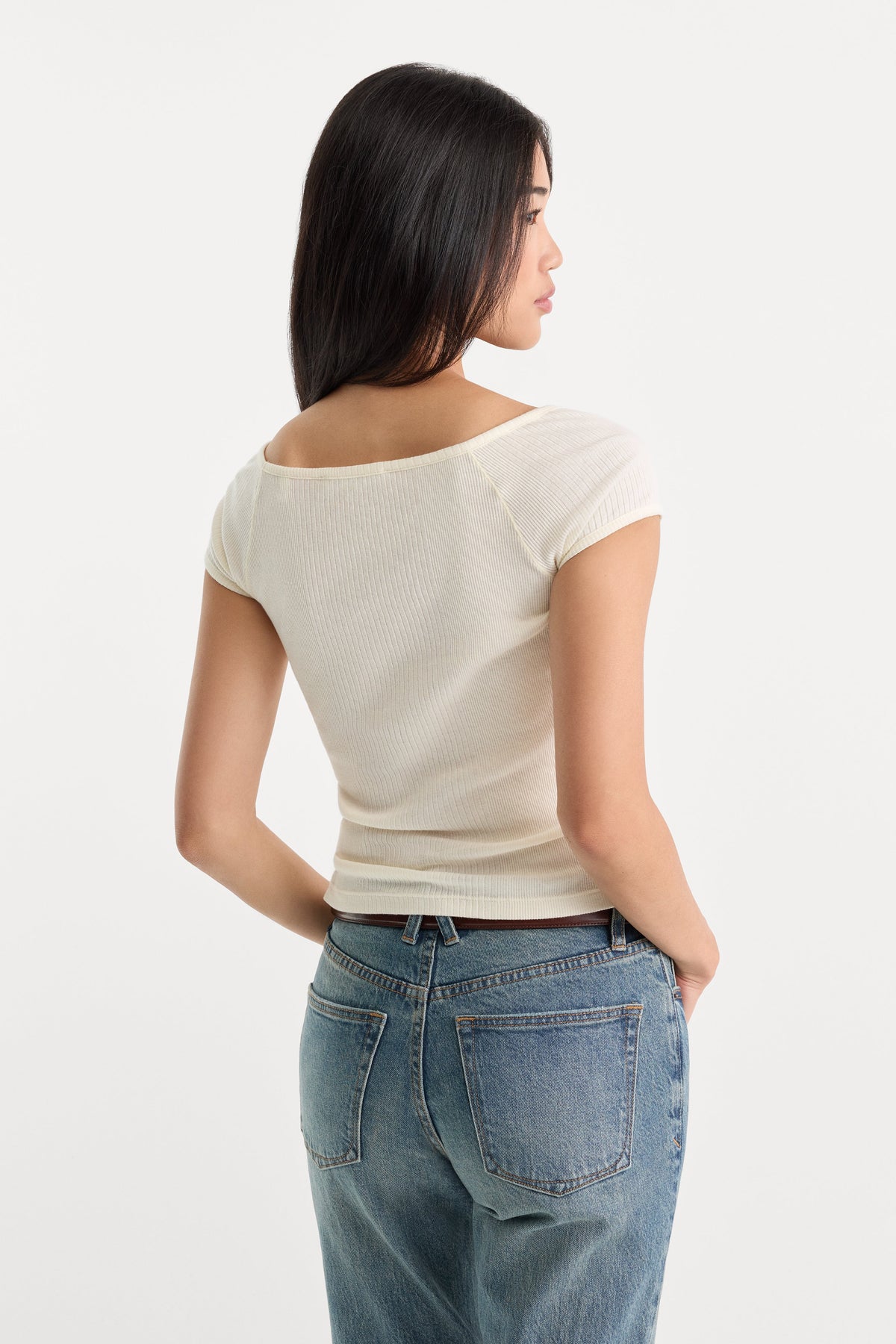 Premium THE VARIEGATED RIB TOP CHALK