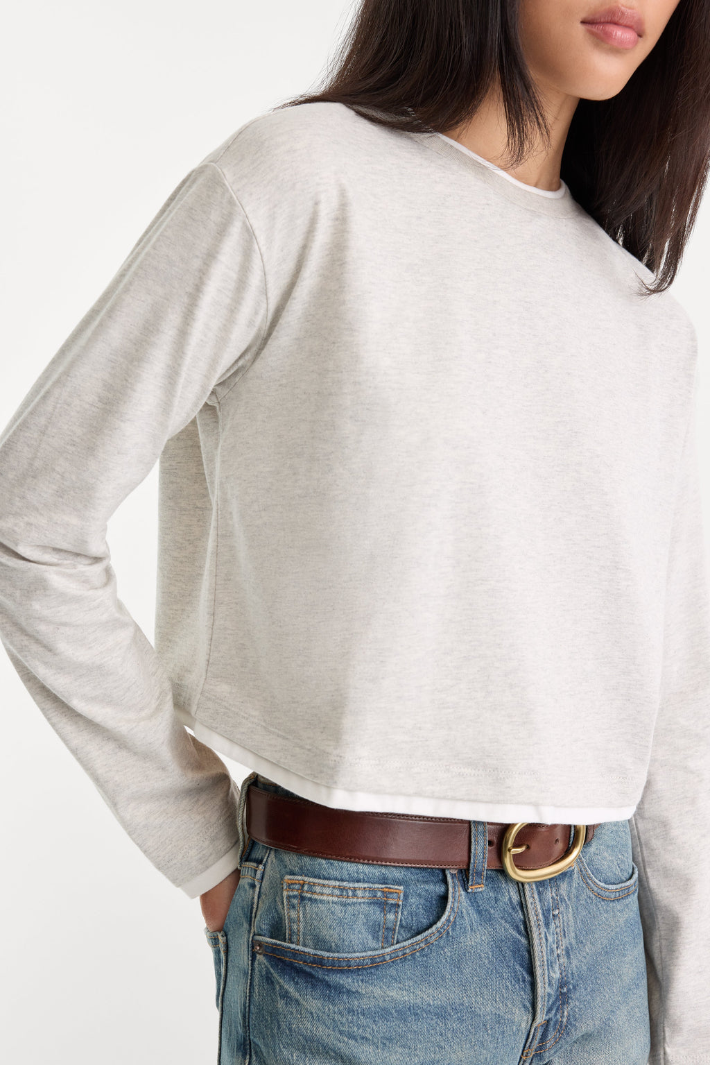 Premium THE LONG SLEEVE LAYERED TEE VINTAGE GREY