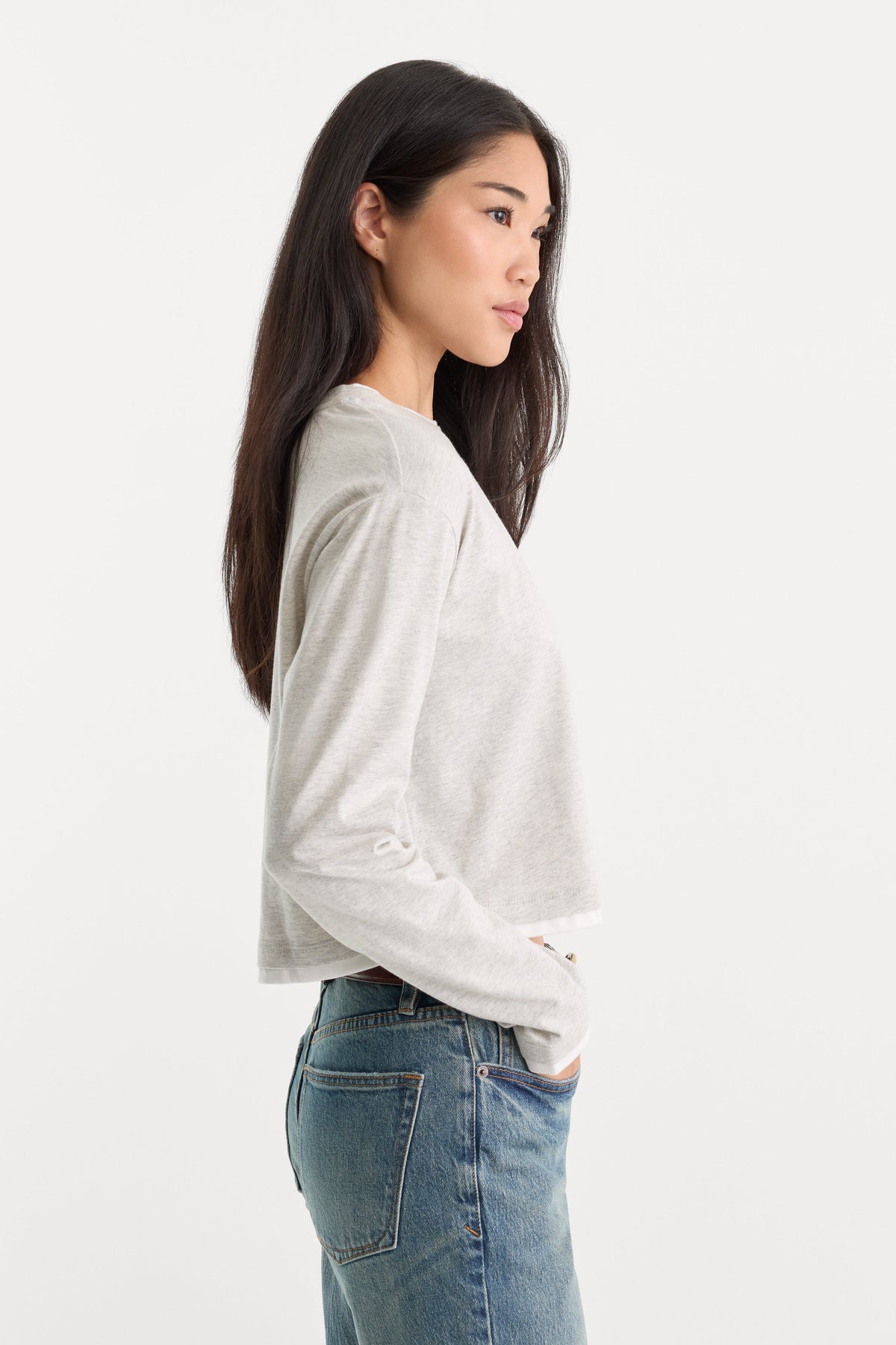 Premium THE LONG SLEEVE LAYERED TEE VINTAGE GREY