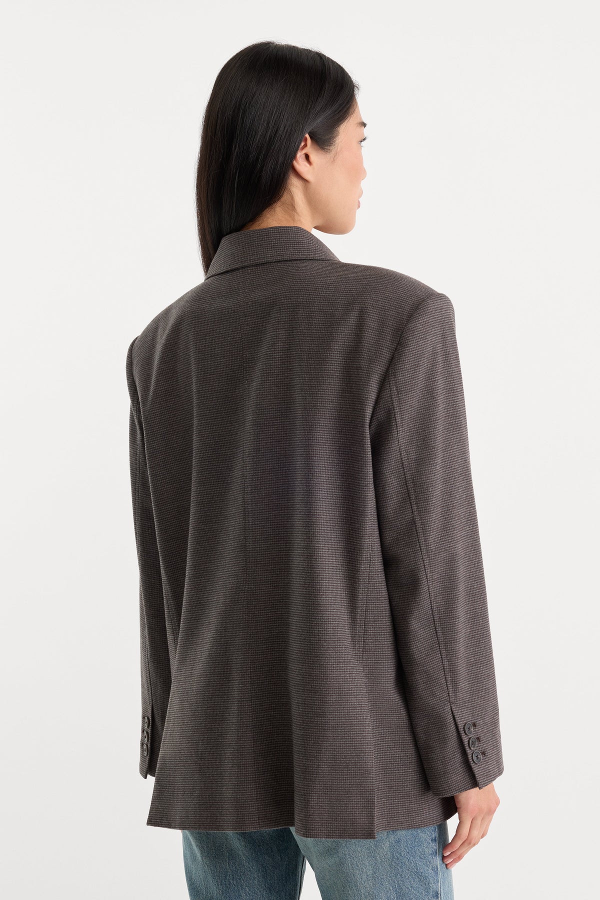 Premium THE OVERSIZED BLAZER CHARCOAL MINI HOUNDSTOOTH