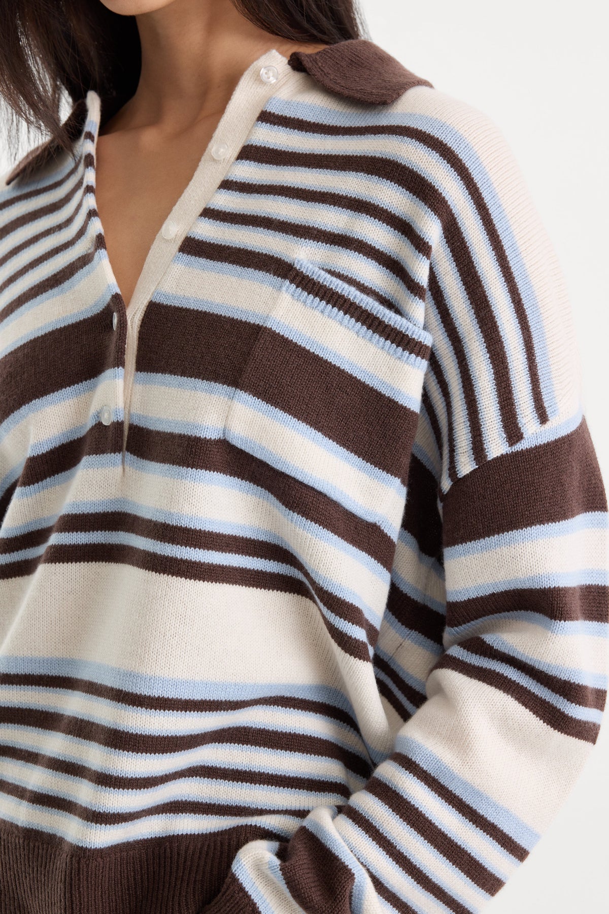 Premium THE OVERSIZED RUGBY SWEATER MOCHA STRIPE