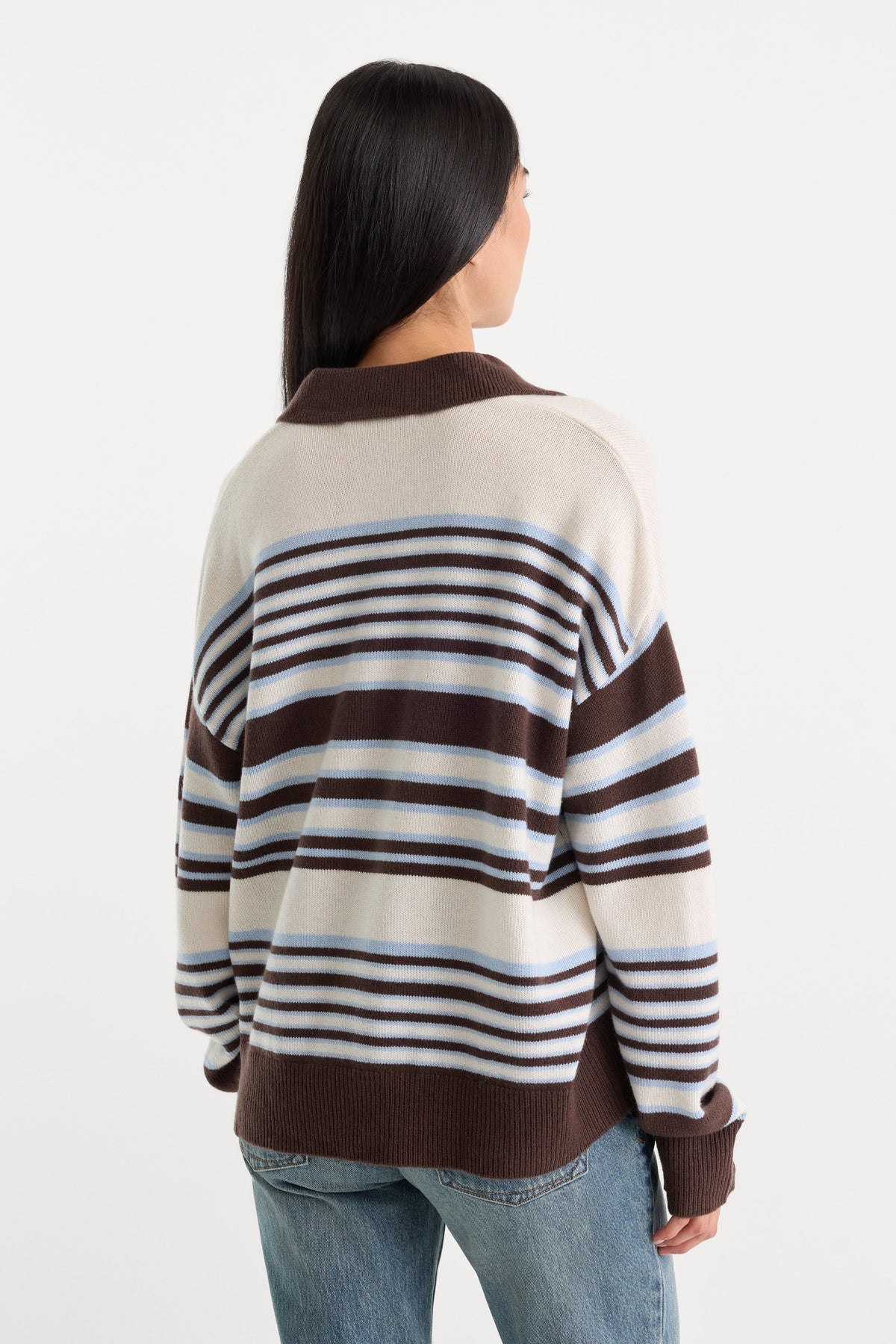 Premium THE OVERSIZED RUGBY SWEATER MOCHA STRIPE
