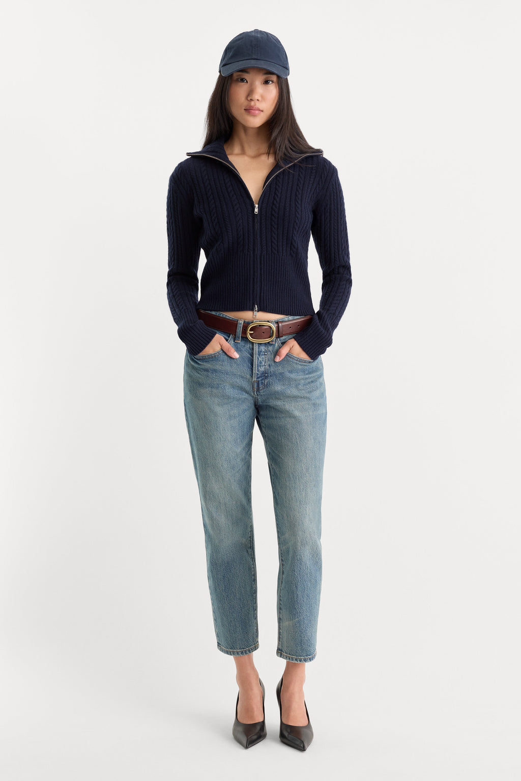 Premium THE CABLE ZIP UP NEW NAVY002