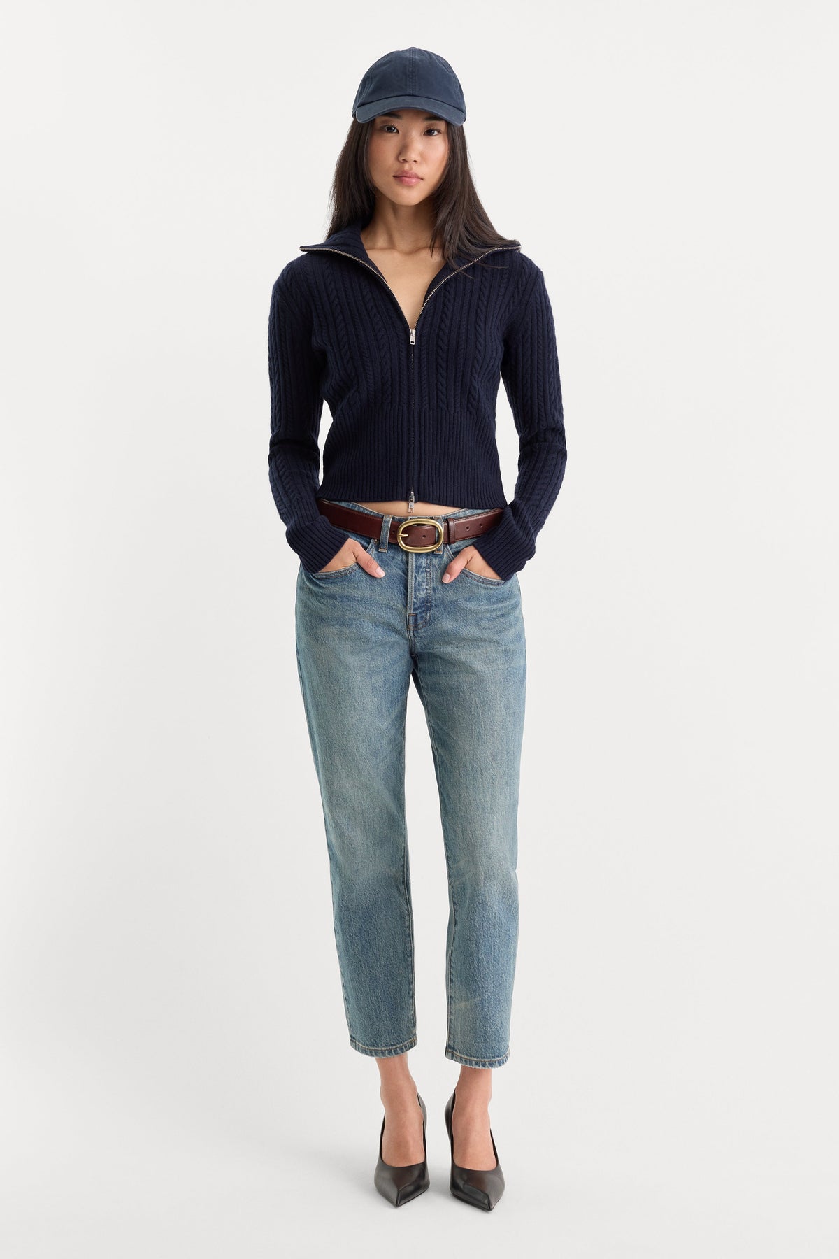 Premium THE CABLE ZIP UP NEW NAVY002