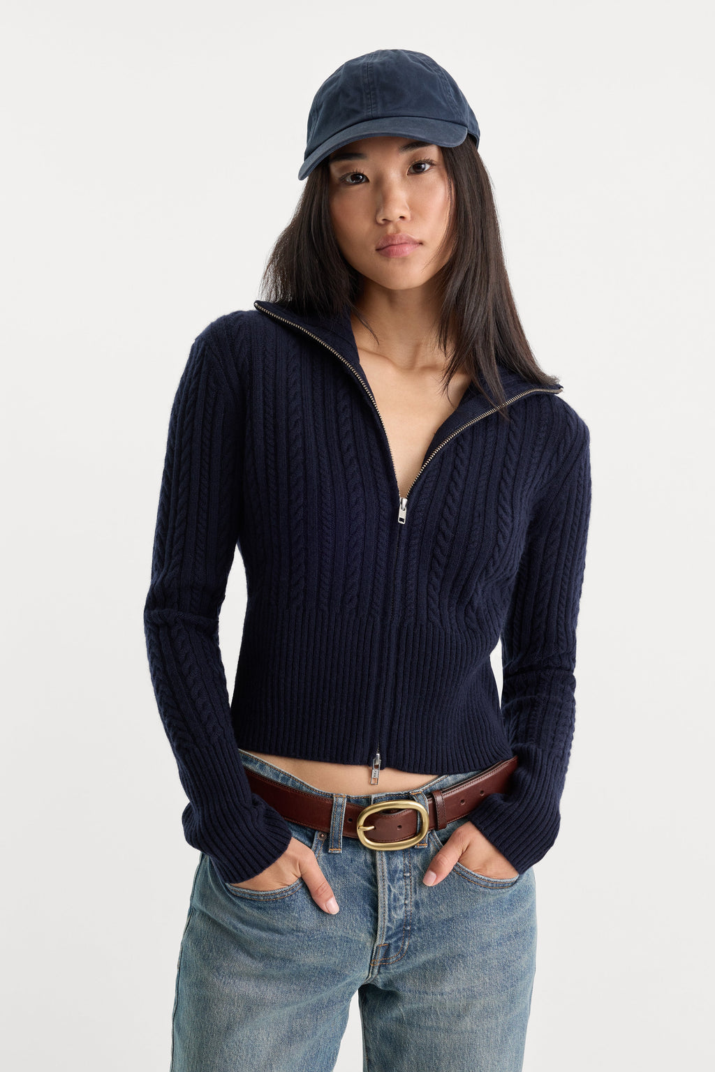 Premium THE CABLE ZIP UP NEW NAVY002