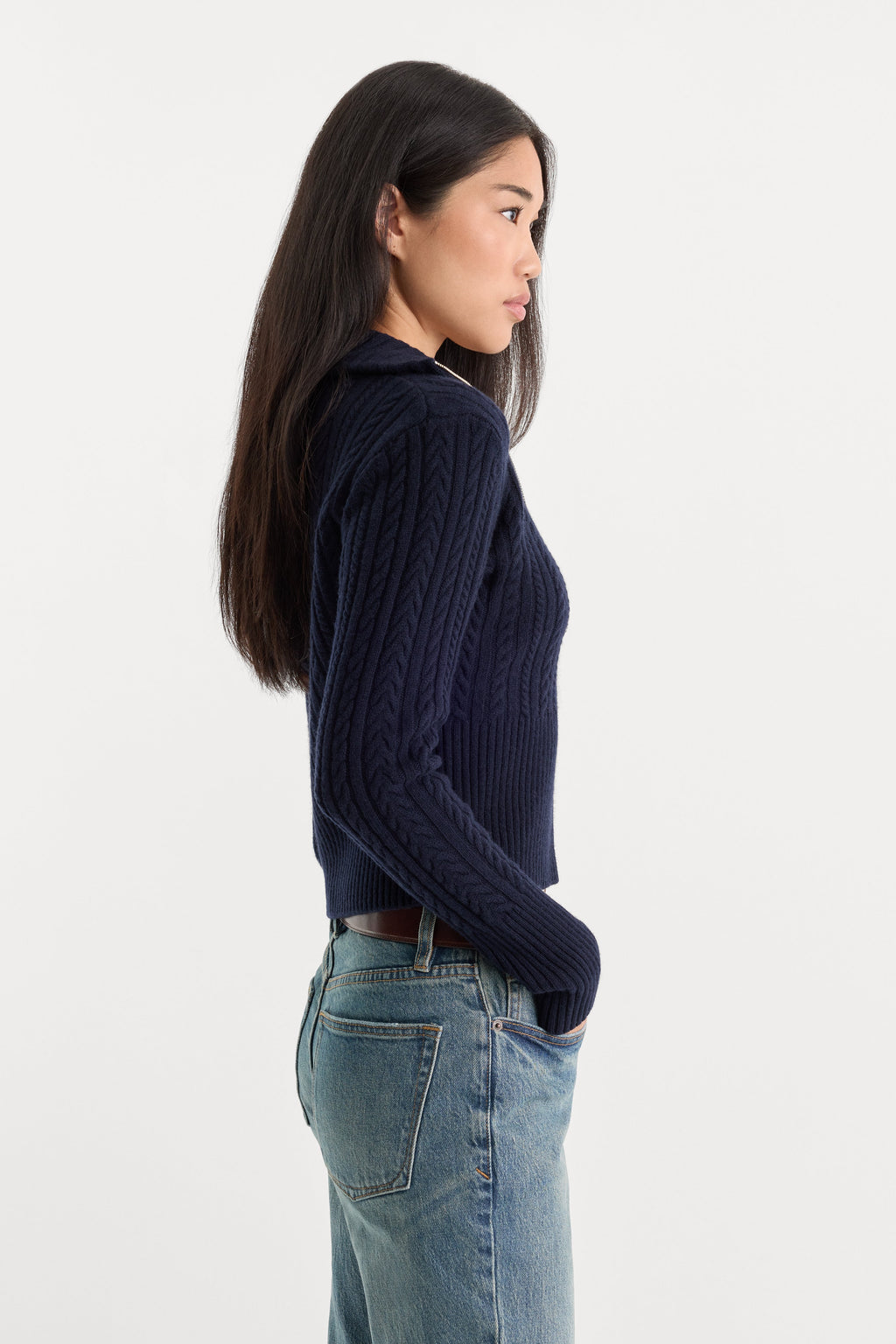 Premium THE CABLE ZIP UP NEW NAVY002