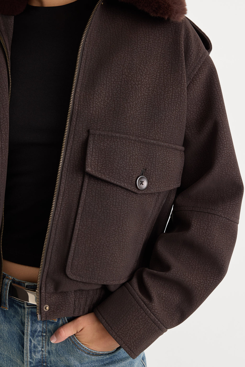 Premium THE BETTER THAN LEATHER BOMBER JACKET ESPRESSO