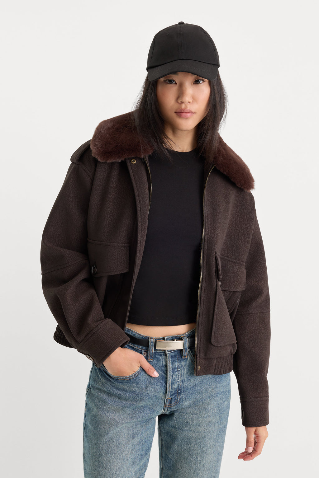 Premium THE BETTER THAN LEATHER BOMBER JACKET ESPRESSO