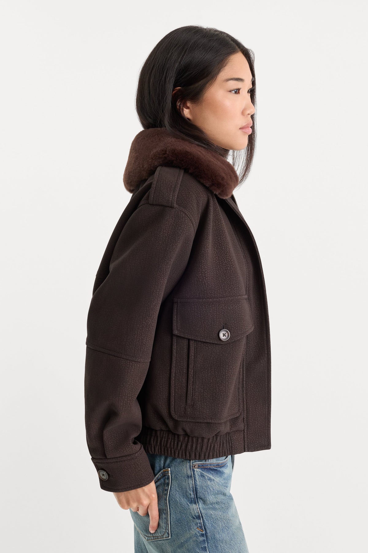 Premium THE BETTER THAN LEATHER BOMBER JACKET ESPRESSO