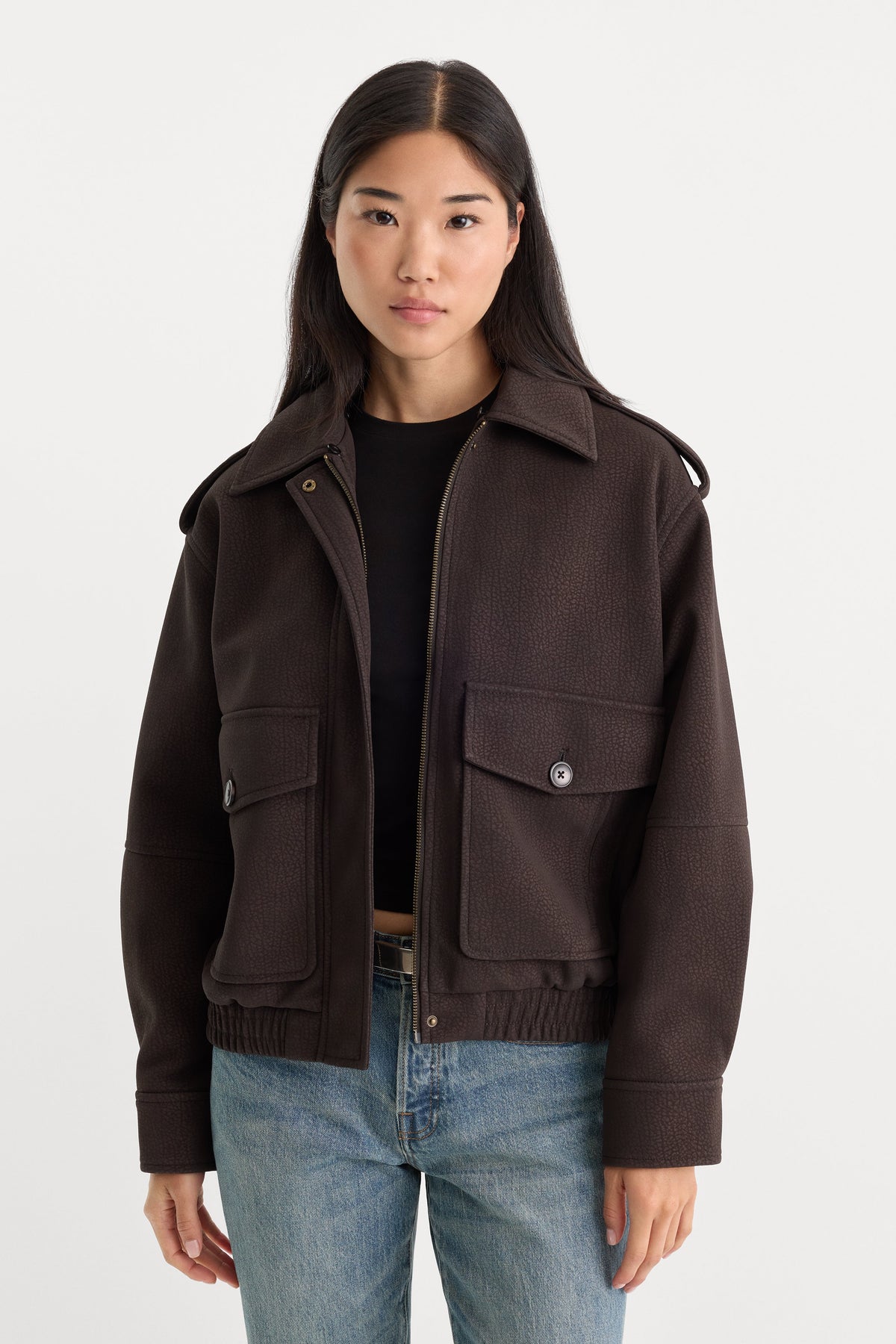 Premium THE BETTER THAN LEATHER BOMBER JACKET ESPRESSO