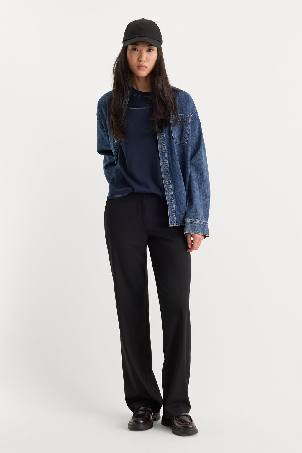 Premium THE LOW RISE STRAIGHT LEG TROUSER BLACK001