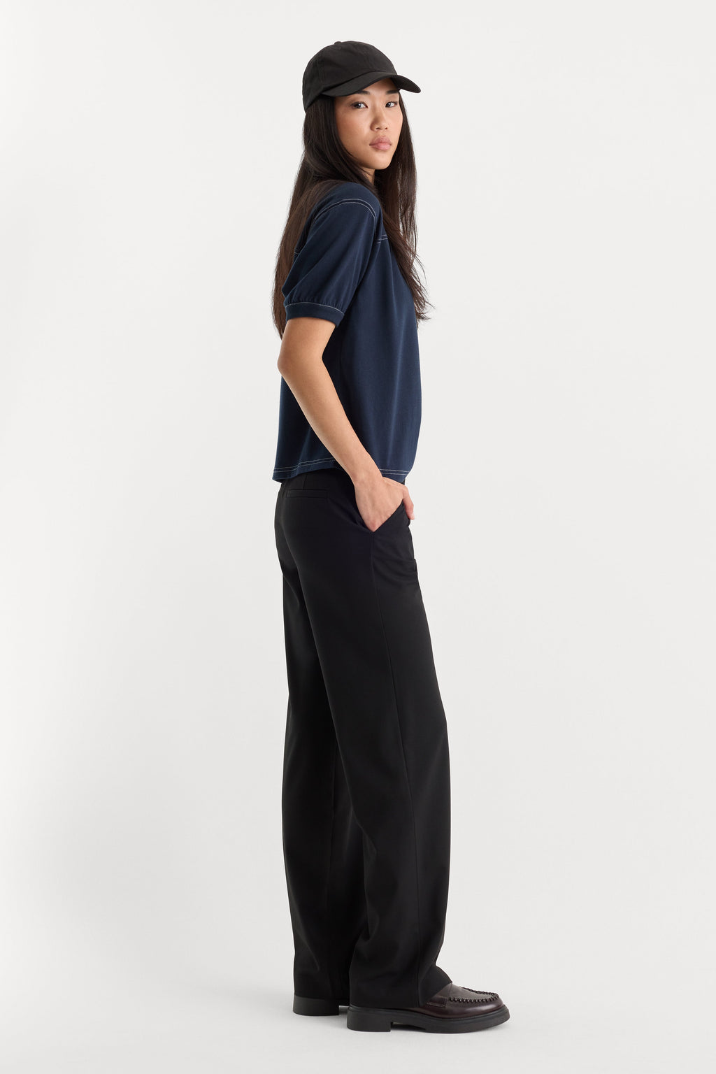 Premium THE LOW RISE STRAIGHT LEG TROUSER BLACK001