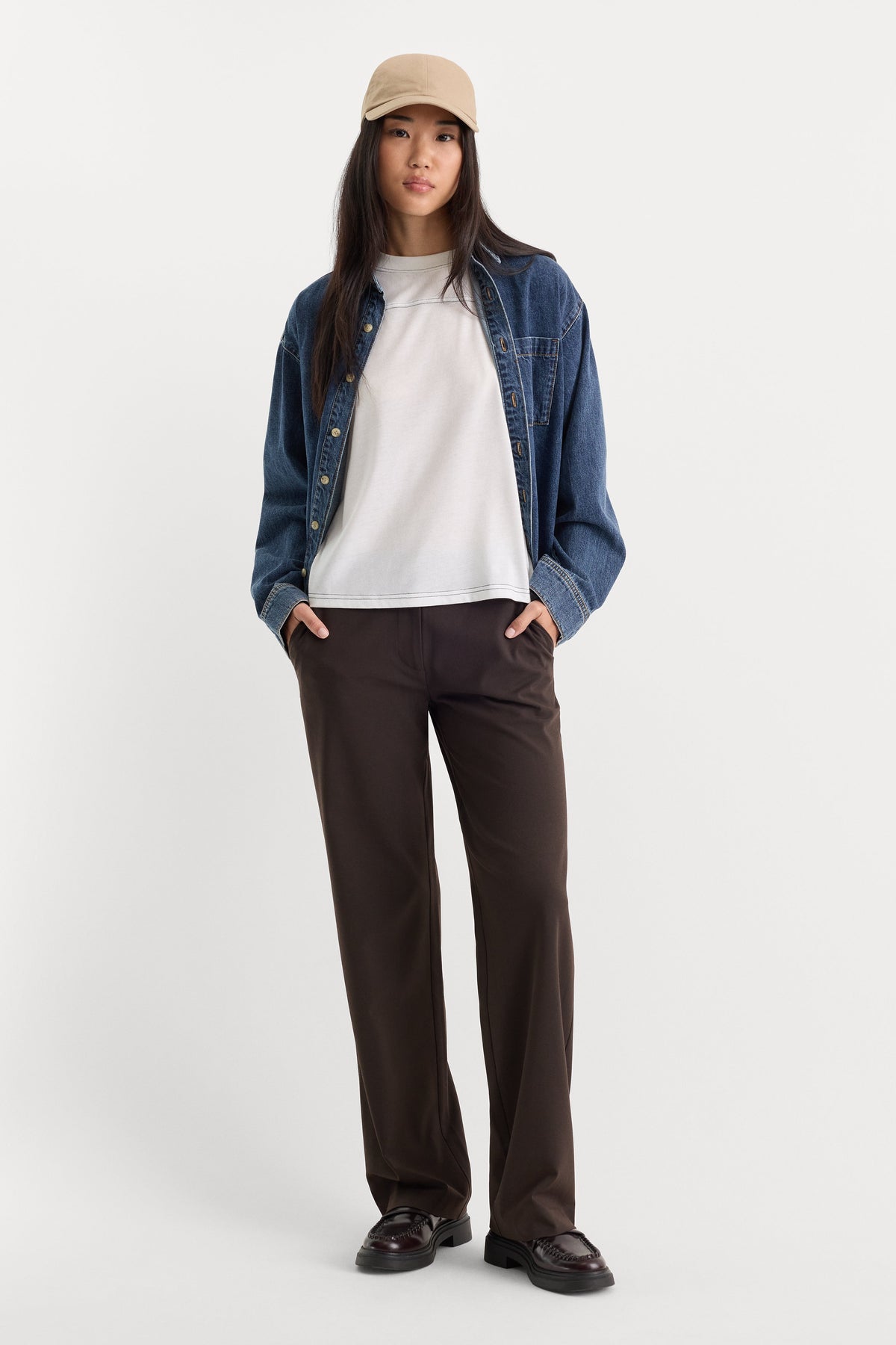 Premium THE LOW RISE STRAIGHT LEG TROUSER ESPRESSO