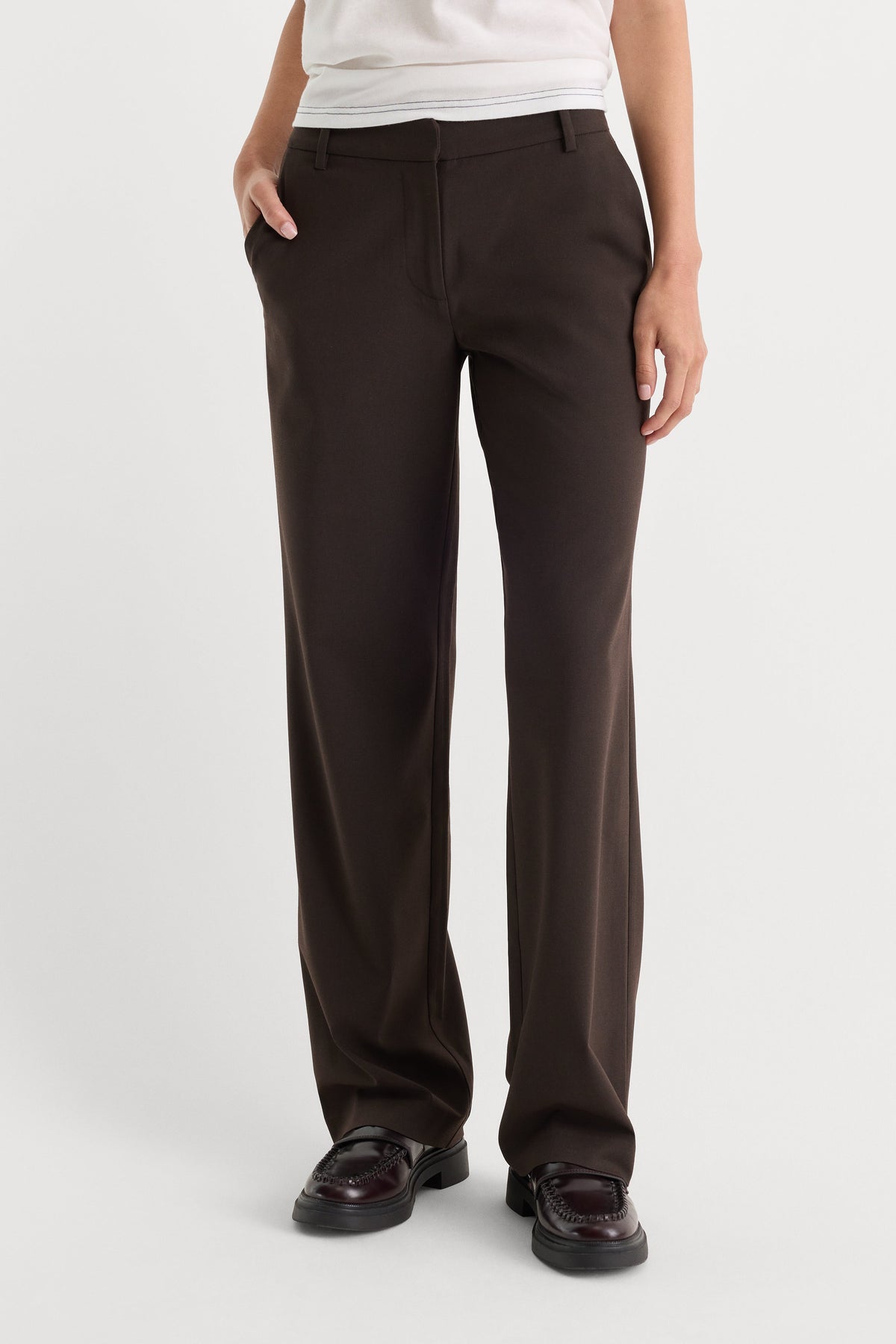 Premium THE LOW RISE STRAIGHT LEG TROUSER ESPRESSO