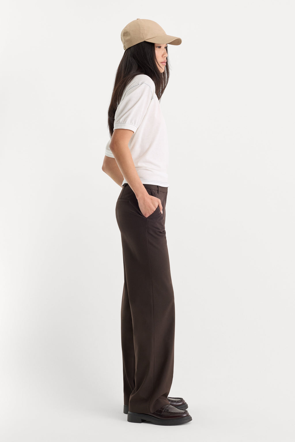 Premium THE LOW RISE STRAIGHT LEG TROUSER ESPRESSO
