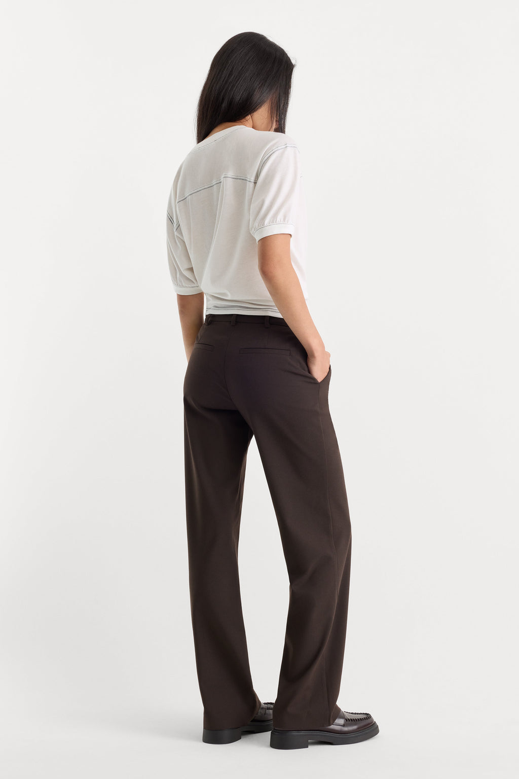 Premium THE LOW RISE STRAIGHT LEG TROUSER ESPRESSO