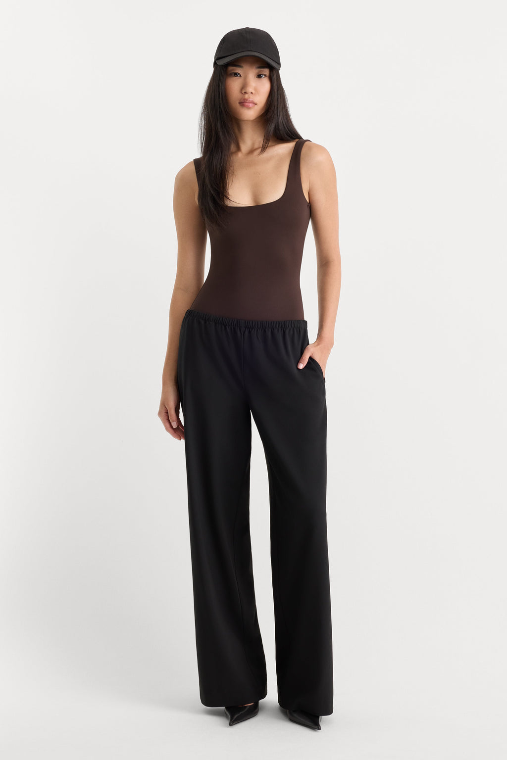 Premium THE SCULPTING MODERN TANK BODYSUIT ESPRESSO