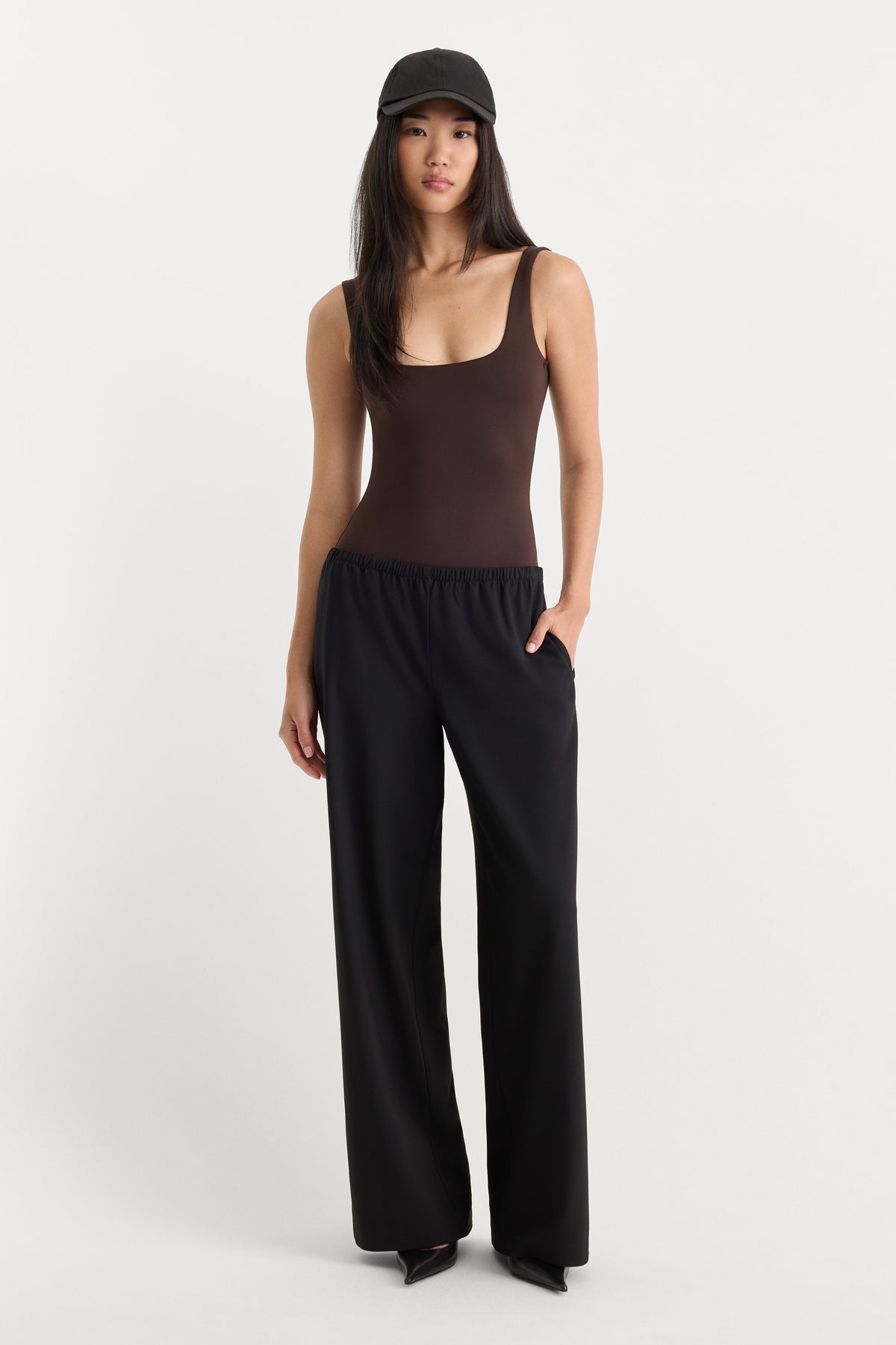 Premium THE SCULPTING MODERN TANK BODYSUIT ESPRESSO