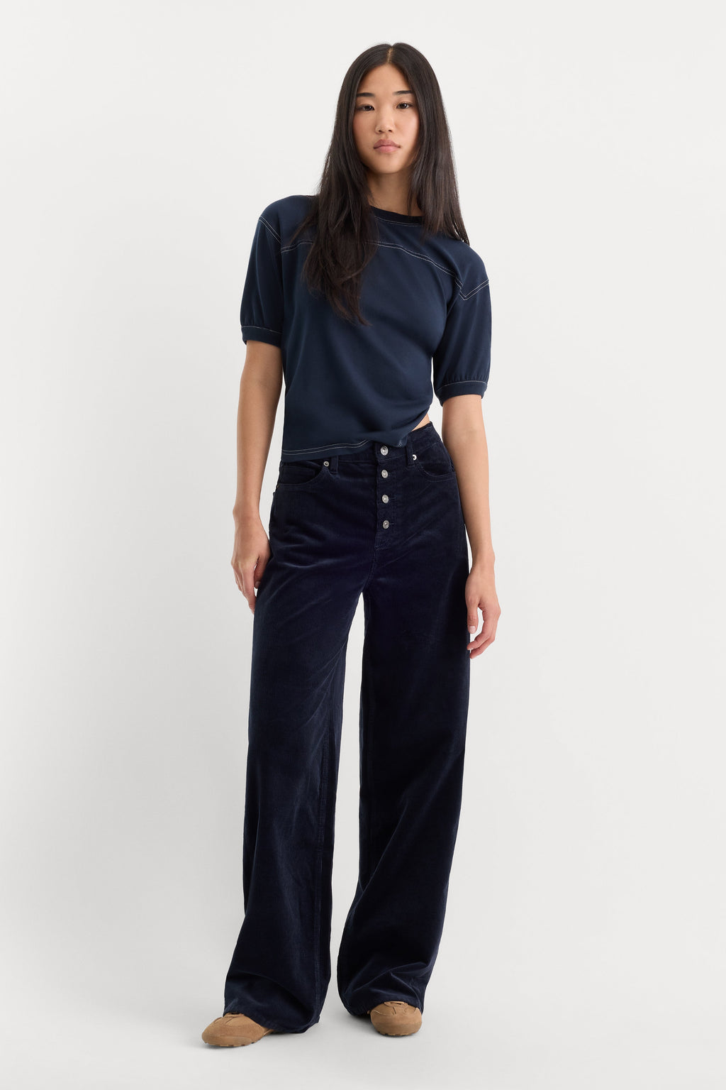 Premium VINTAGE WIDE CORDUROY PANT NEW NAVY002