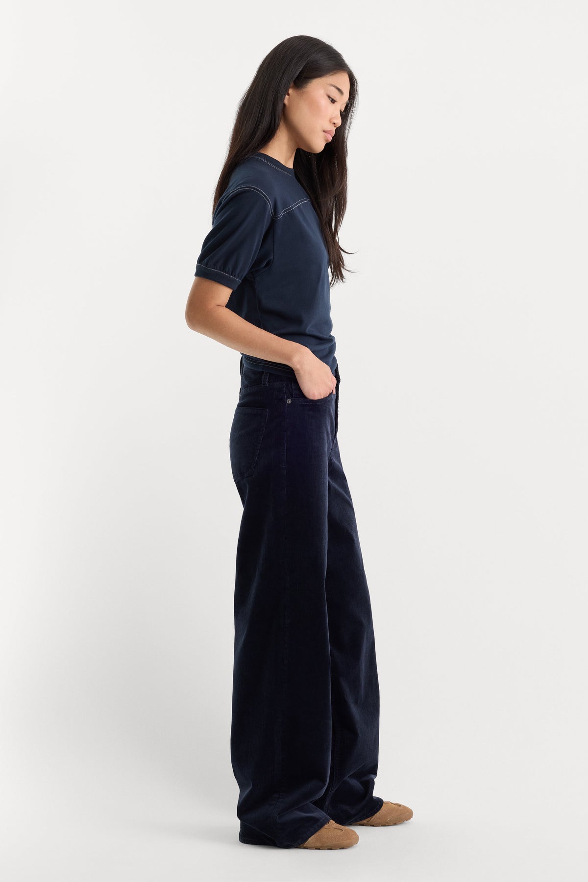 Premium VINTAGE WIDE CORDUROY PANT NEW NAVY002