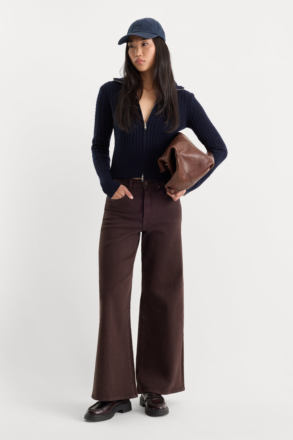 Premium GOOD WAIST PALAZZO ANKLE JEANS ESPRESSO