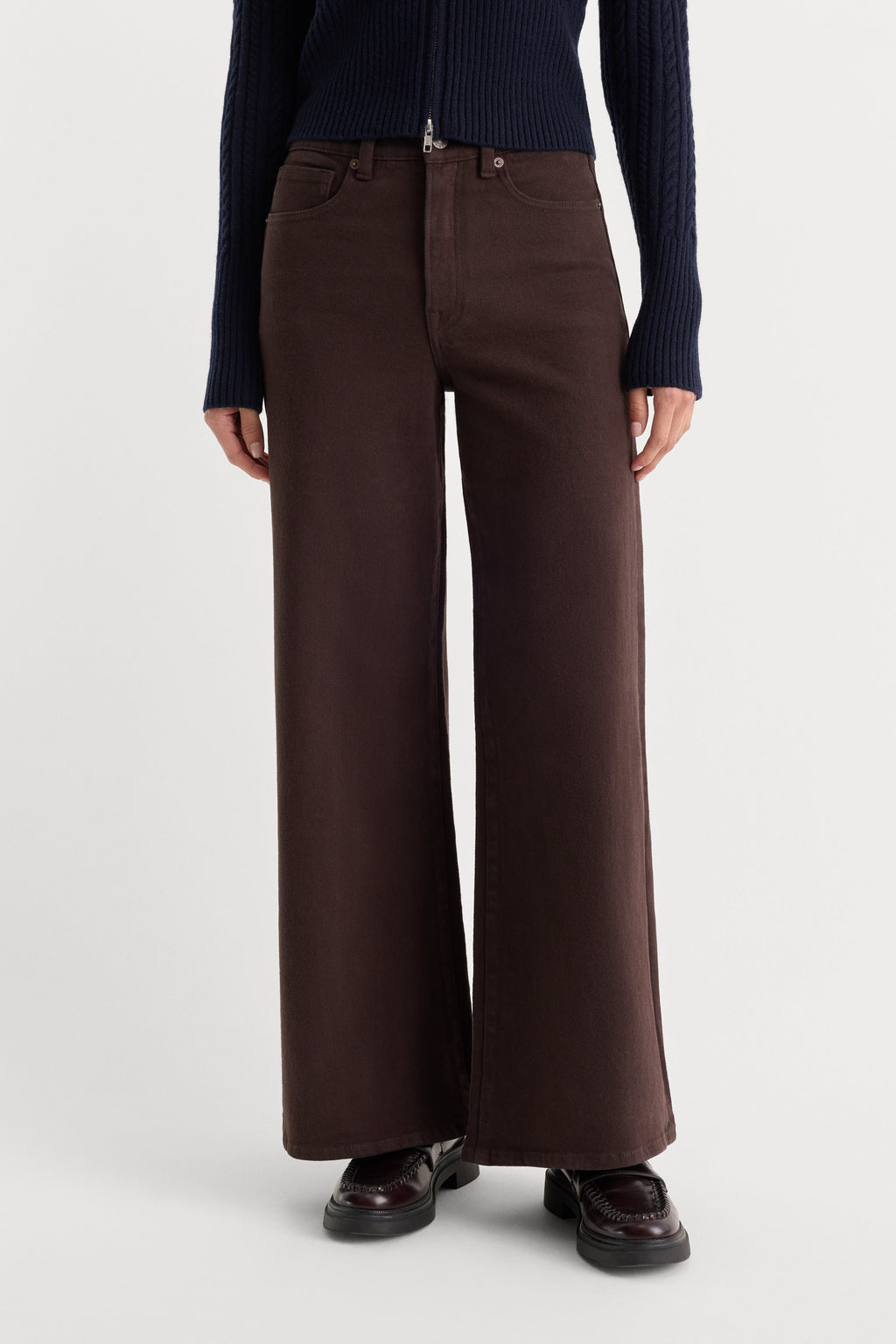 Premium GOOD WAIST PALAZZO ANKLE JEANS ESPRESSO