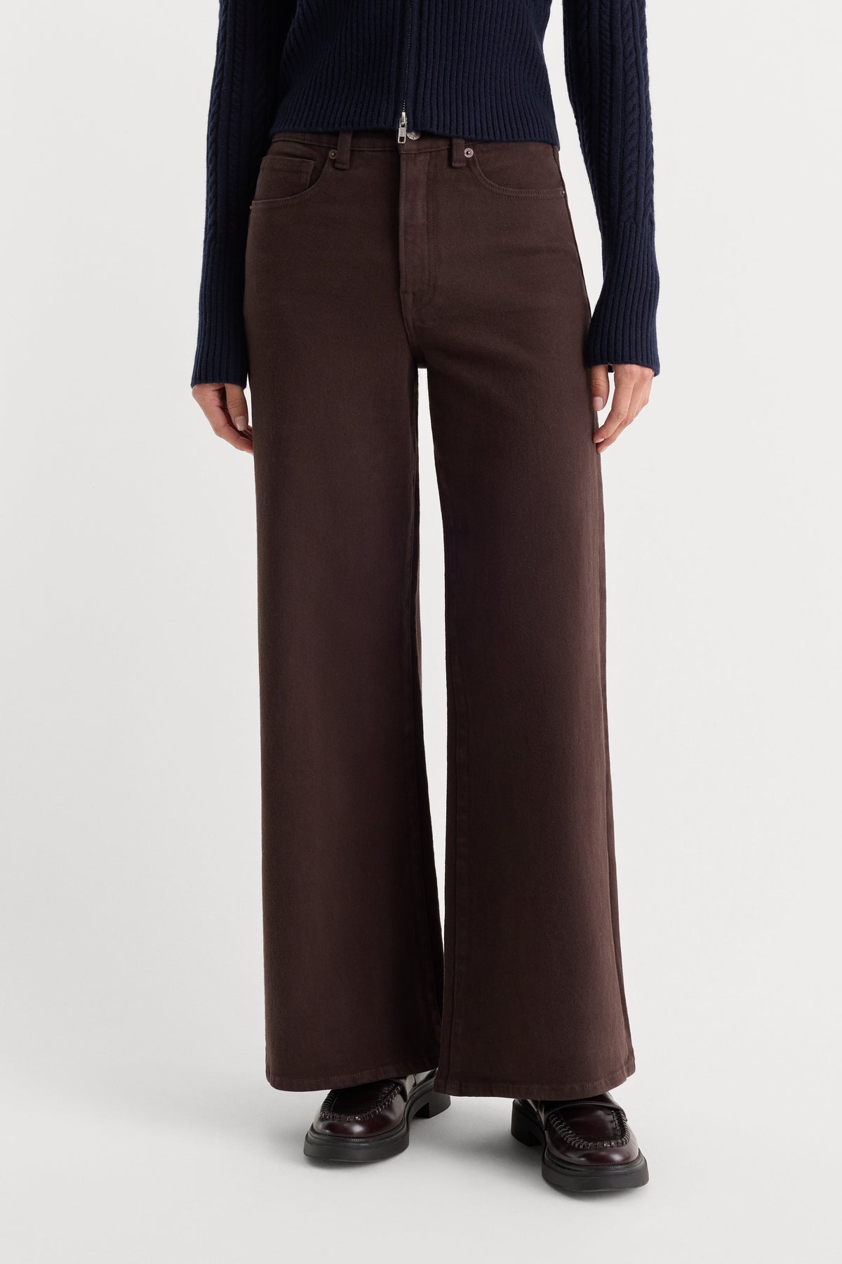 Premium GOOD WAIST PALAZZO ANKLE JEANS ESPRESSO