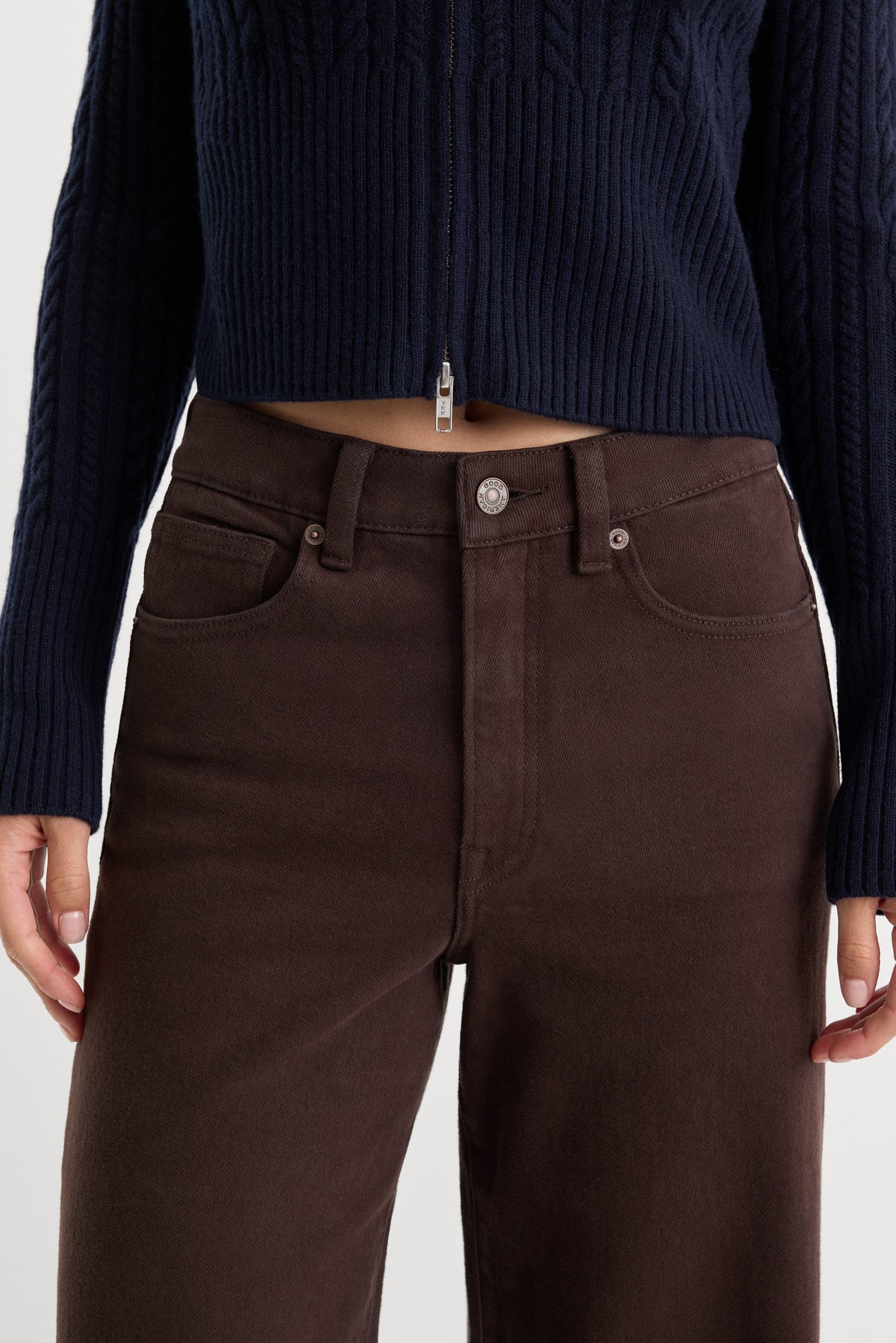 Premium GOOD WAIST PALAZZO ANKLE JEANS ESPRESSO