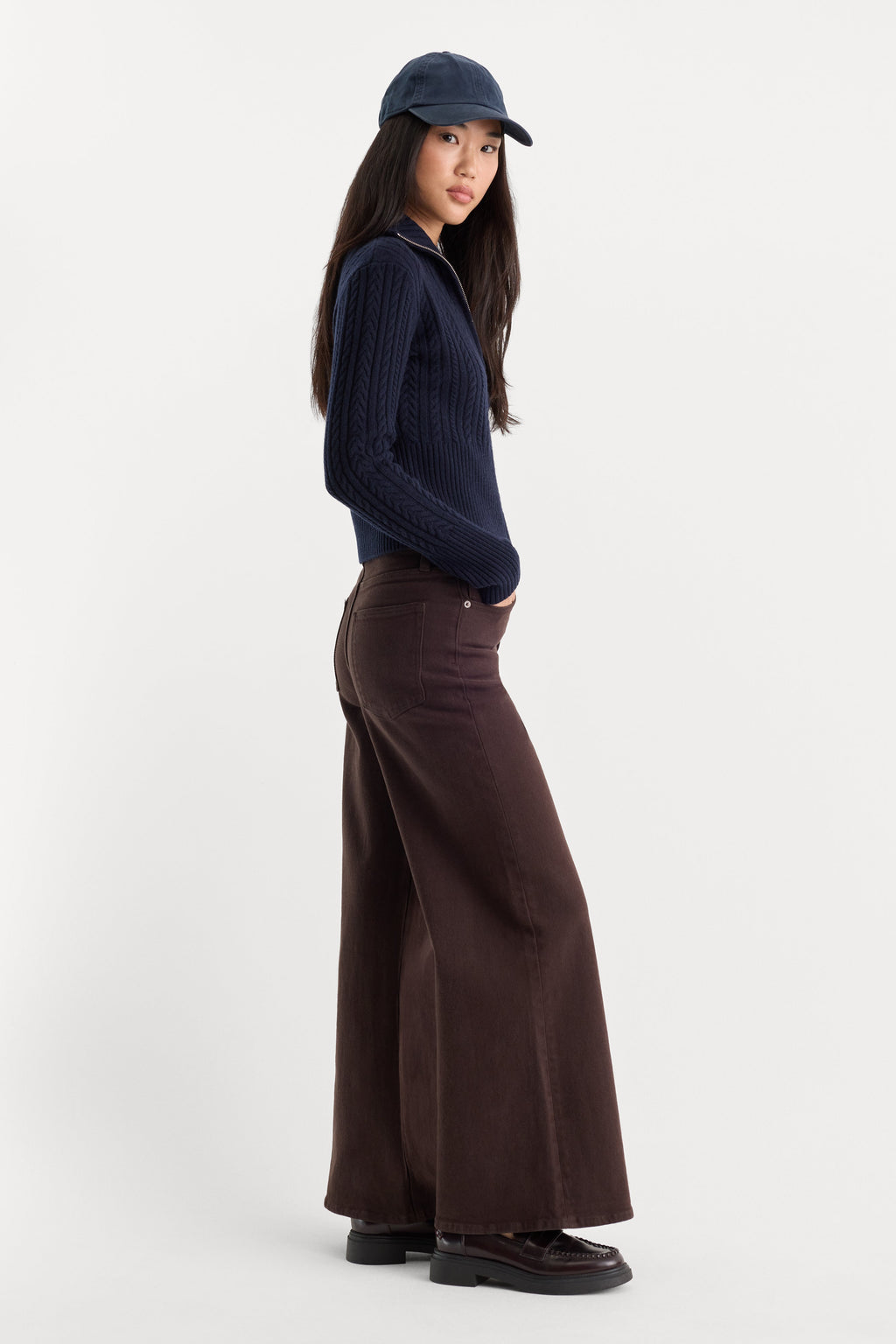 Premium GOOD WAIST PALAZZO ANKLE JEANS ESPRESSO