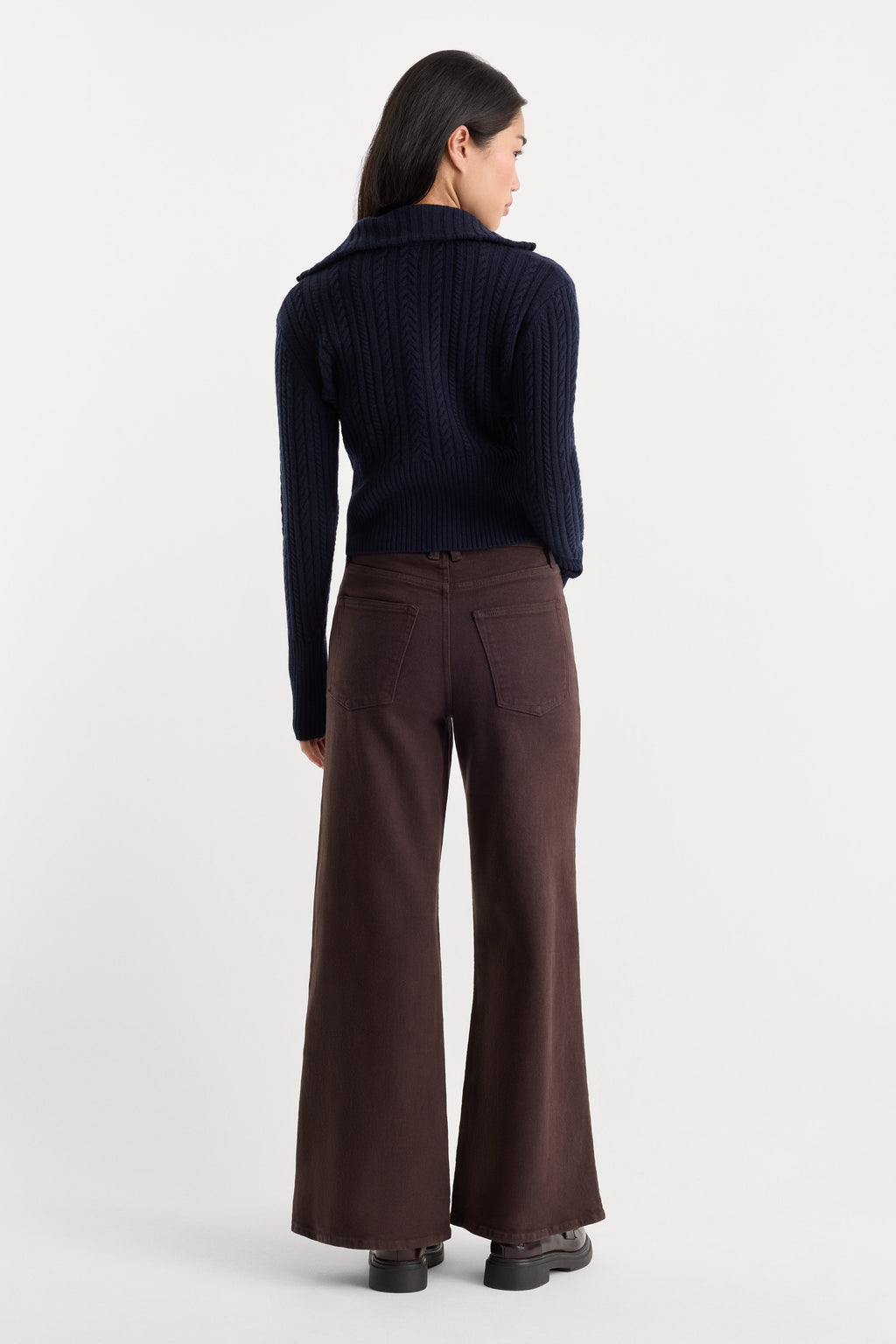 Premium GOOD WAIST PALAZZO ANKLE JEANS ESPRESSO