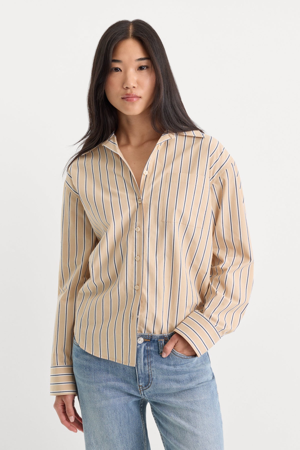 Premium THE POPLIN EASY SHIRT DUNE MULTI STRIPE