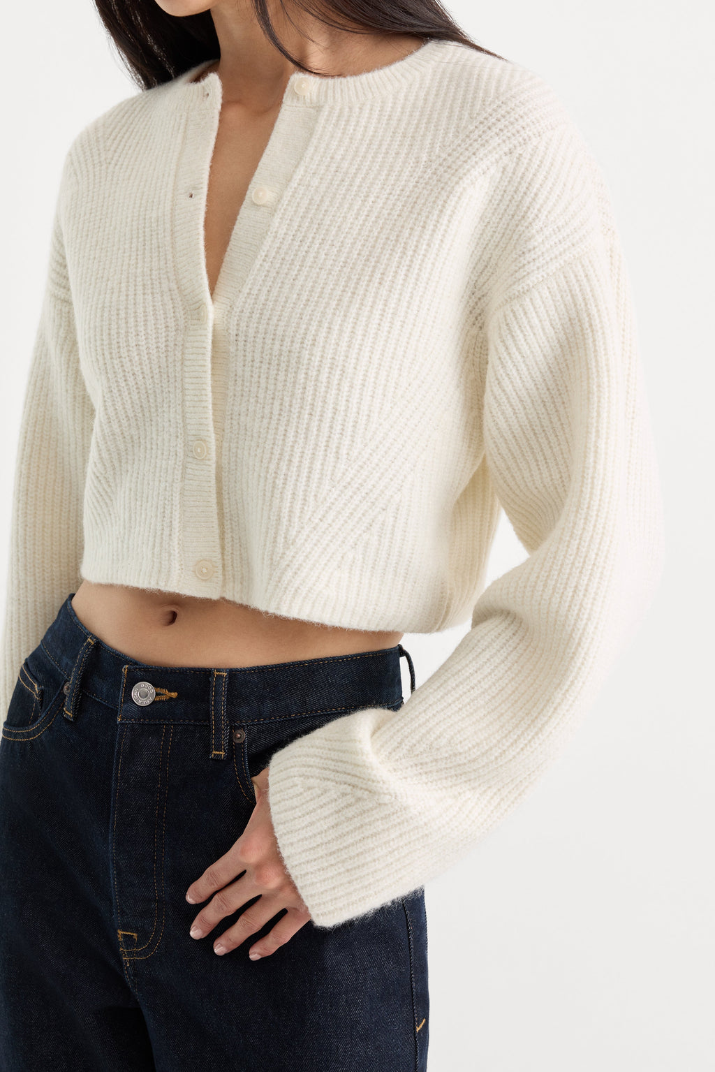 Premium THE CHUNKY KNIT CARDIGAN CHALK