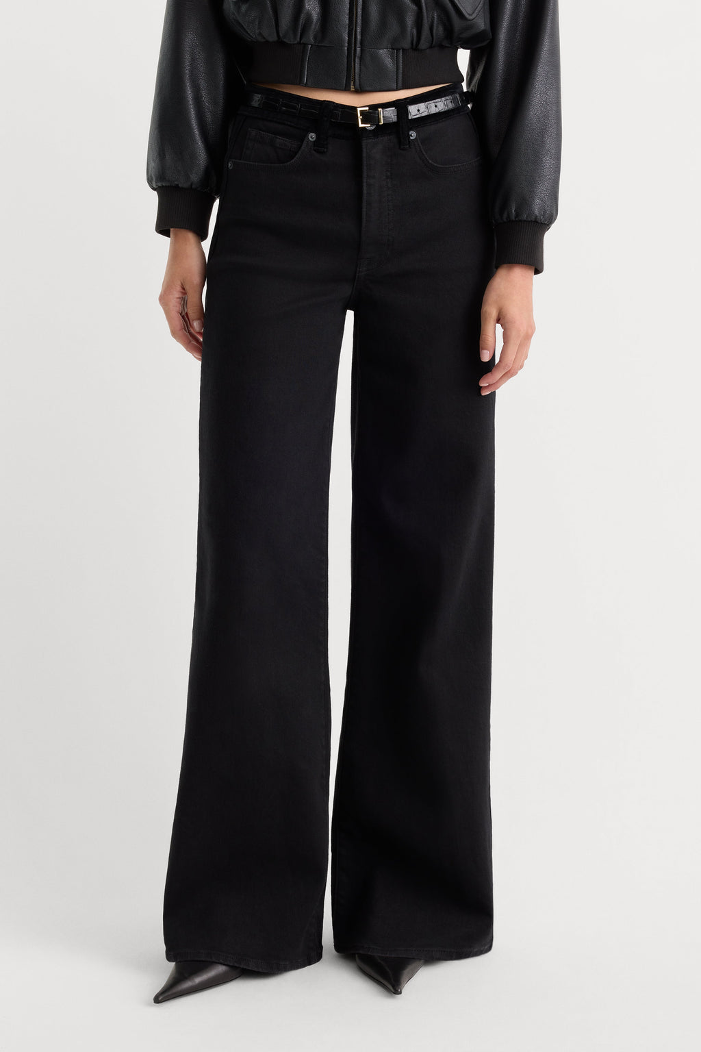 Premium GOOD WAIST PALAZZO JEANS BLACK001