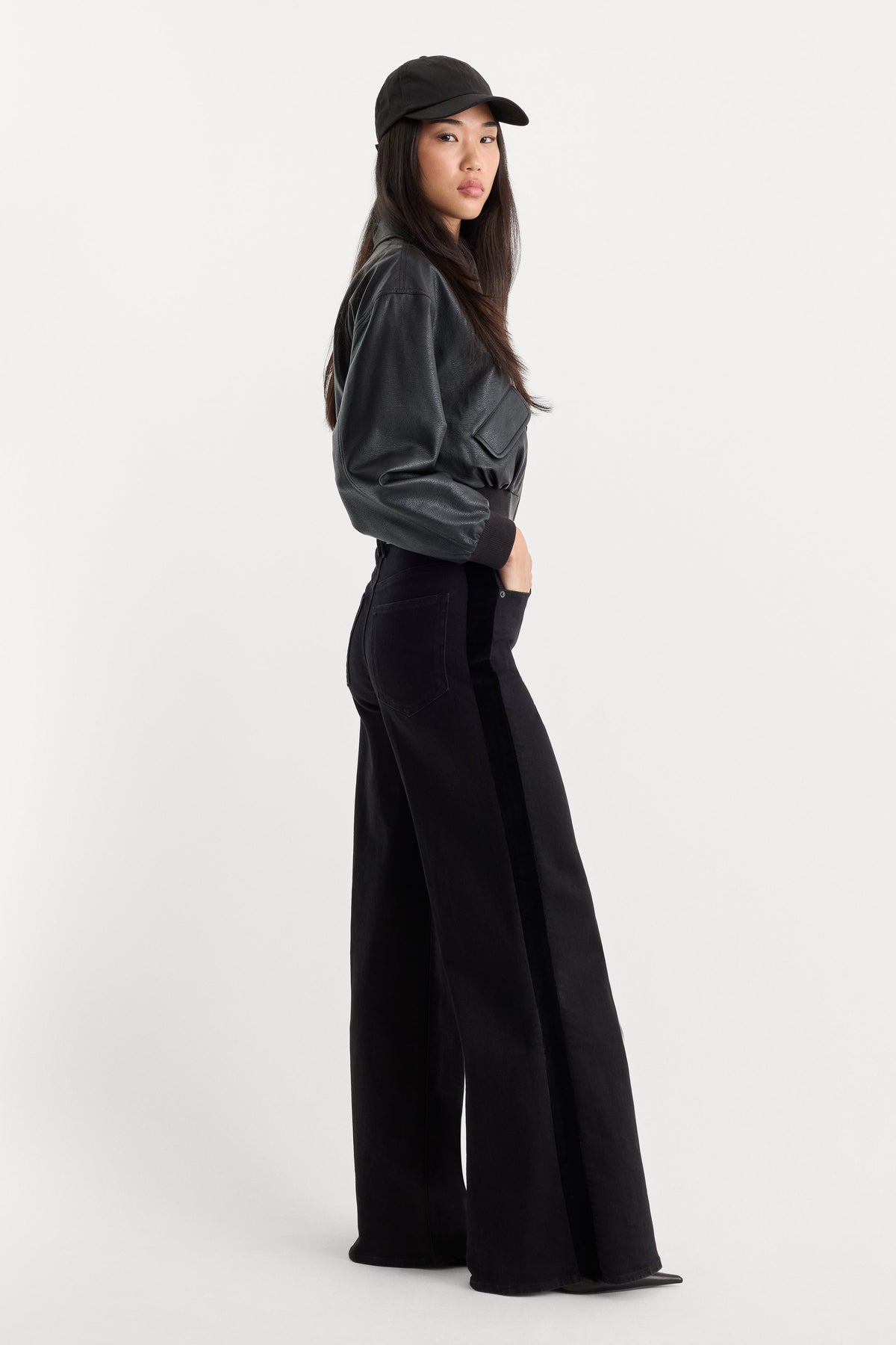 Premium GOOD WAIST PALAZZO JEANS BLACK001