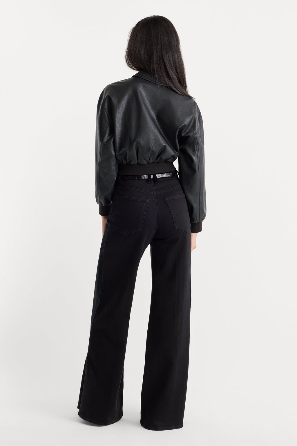 Premium GOOD WAIST PALAZZO JEANS BLACK001