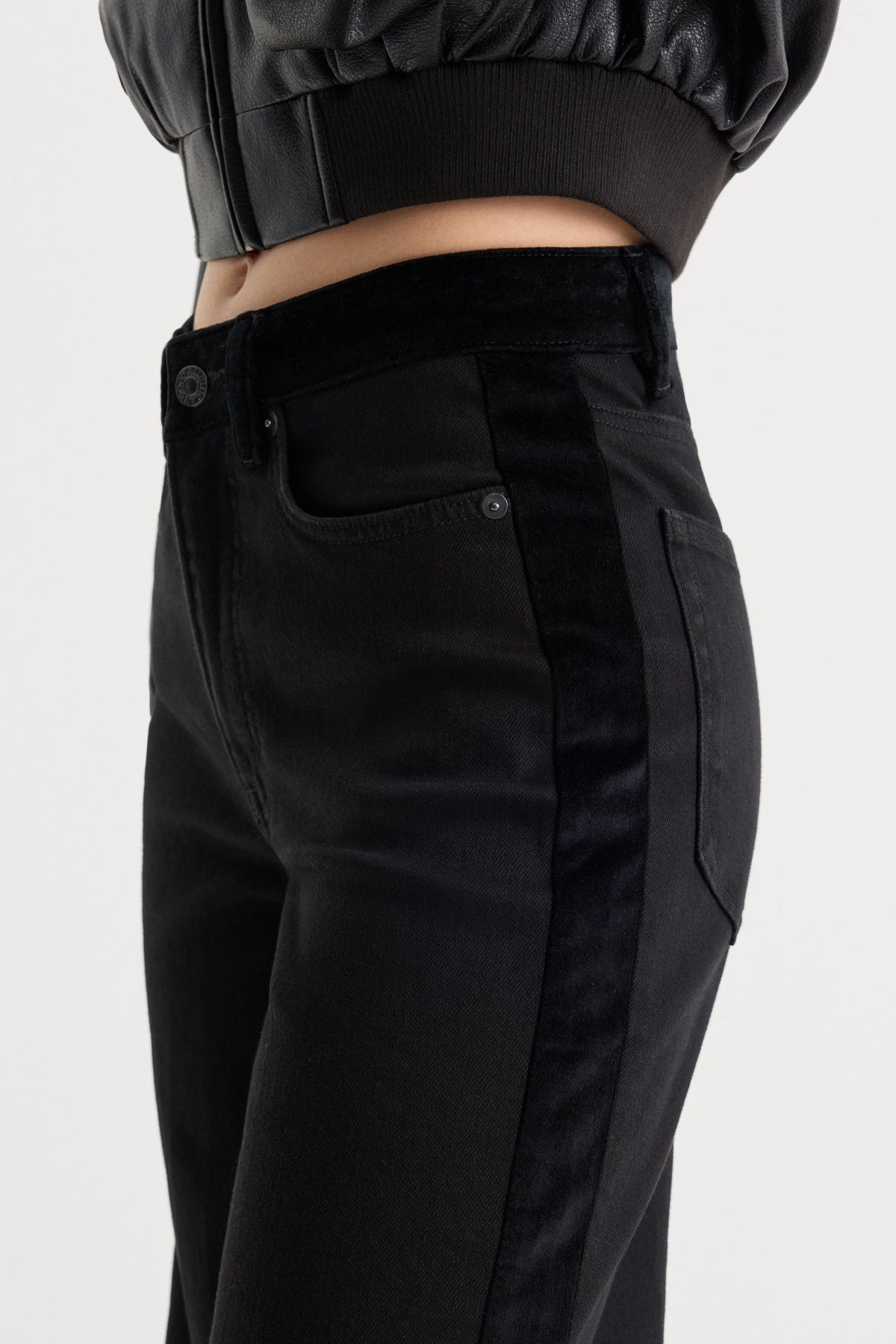 Premium GOOD WAIST PALAZZO JEANS BLACK001
