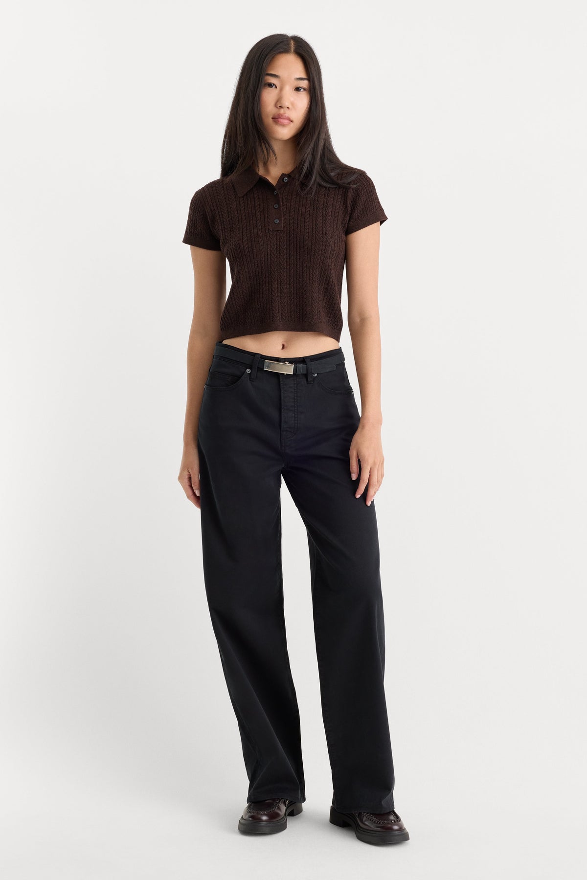 Premium TWILL VINTAGE WIDE PANT BLACK